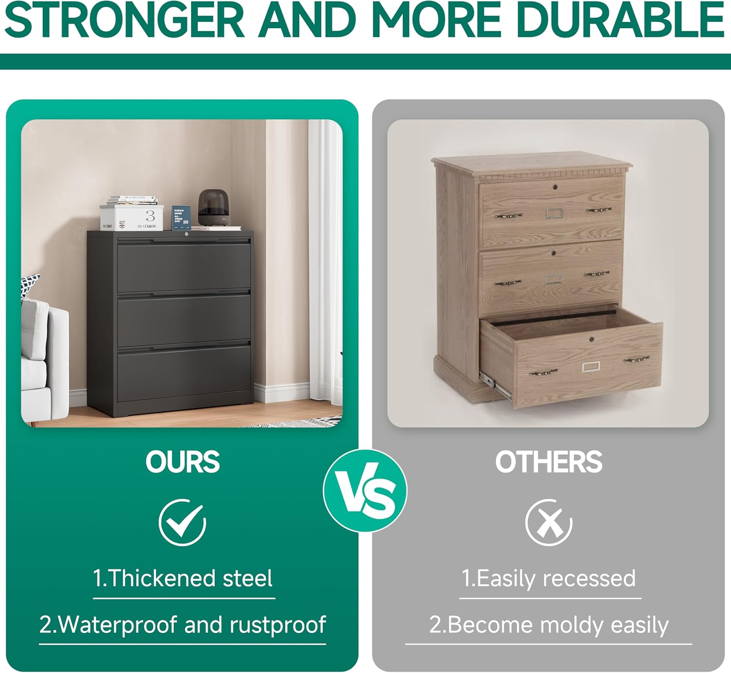 3 Drawer File Cabinet with Lock,Vertical Filing Cabinets for Home Office,Heavy Duty Metal File Cabinet for Hanging A4/Letter/Legal Size File,Vertical File Cabinet 15" W X 17.8" D X 38.3" H-Black