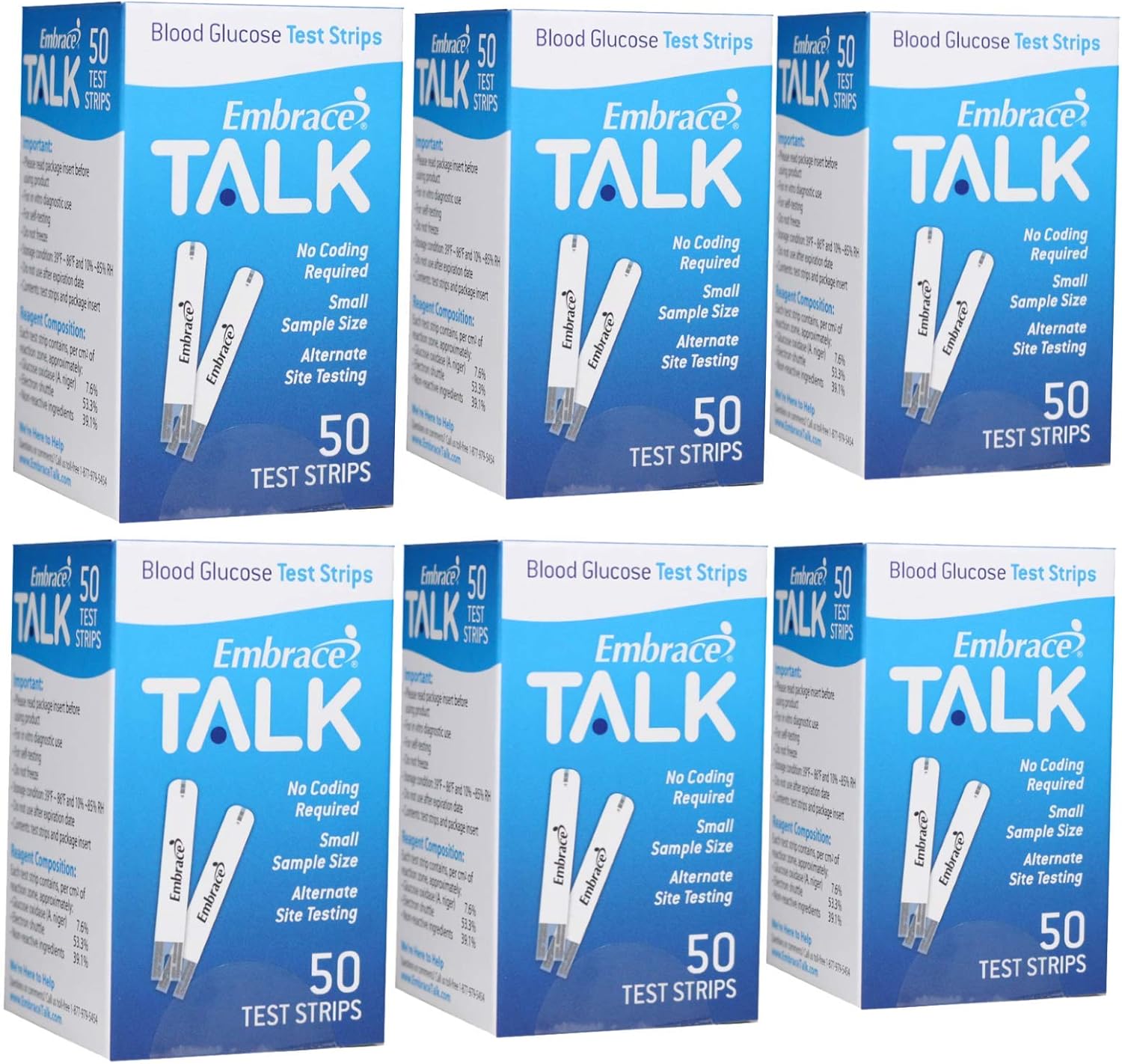 Embrace Talk Test Strips Bundle 300 Ct | Compatible with Embrace Talk Meters and No Code Meters