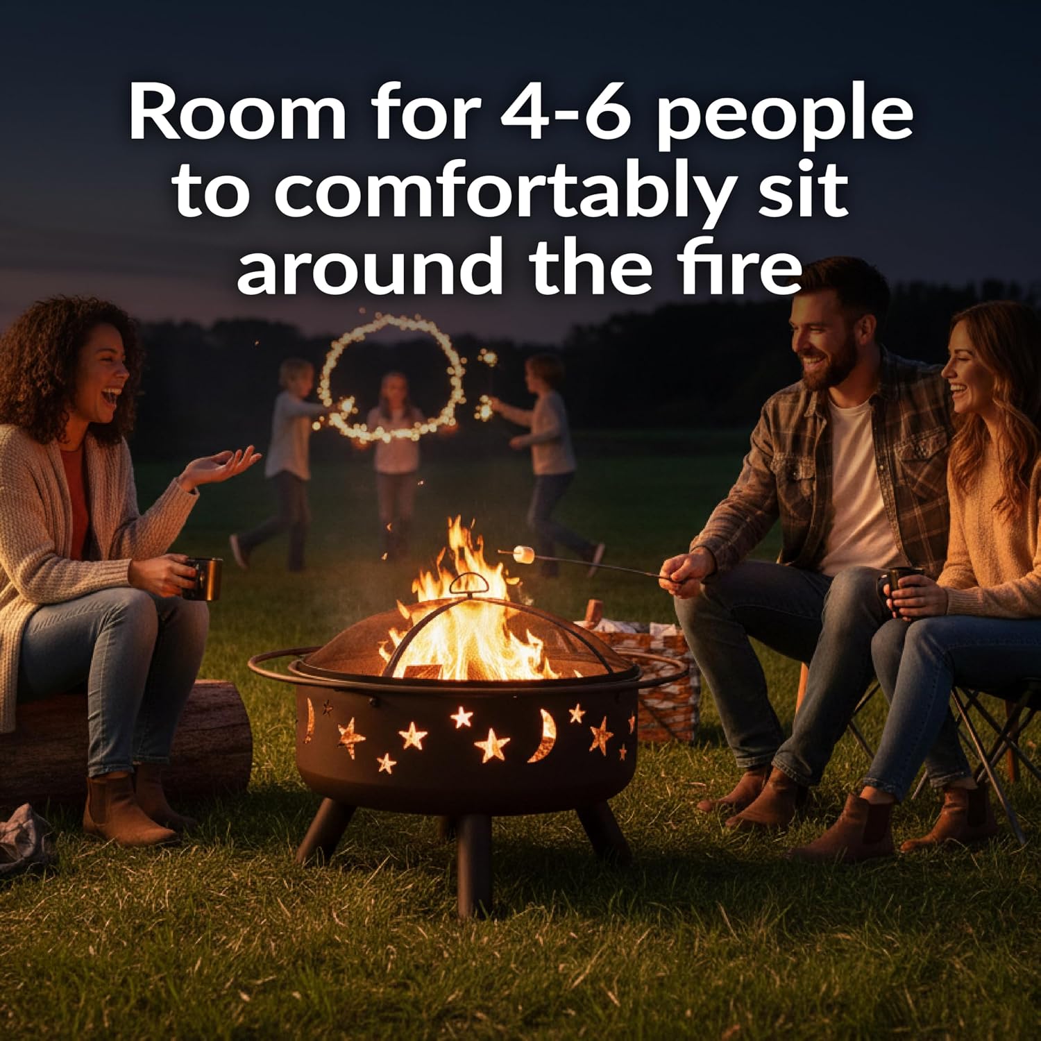 Sunnydaze Cosmic 30" Fire Pit with Cooking Grate for Outside, Wood Burning | Bronze, Heavy Duty Steel Metal, Includes Spark Screen & Poker, Round Outside Firepit for Patio, Deck, Backyard BBQ, Bonfire