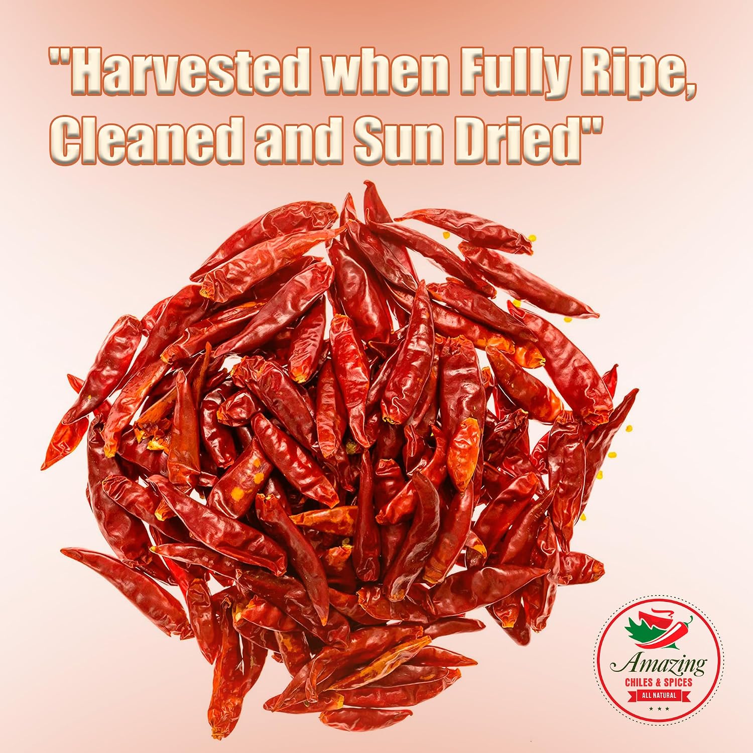 Chile De Arbol 4oz - Dried Whole Red Chili Peppers, Premium All Natural Stemless, Resealable Bag. Use in Mexican, Chinese and Thai Dishes. Spicy Hot Heat Full of Flavor