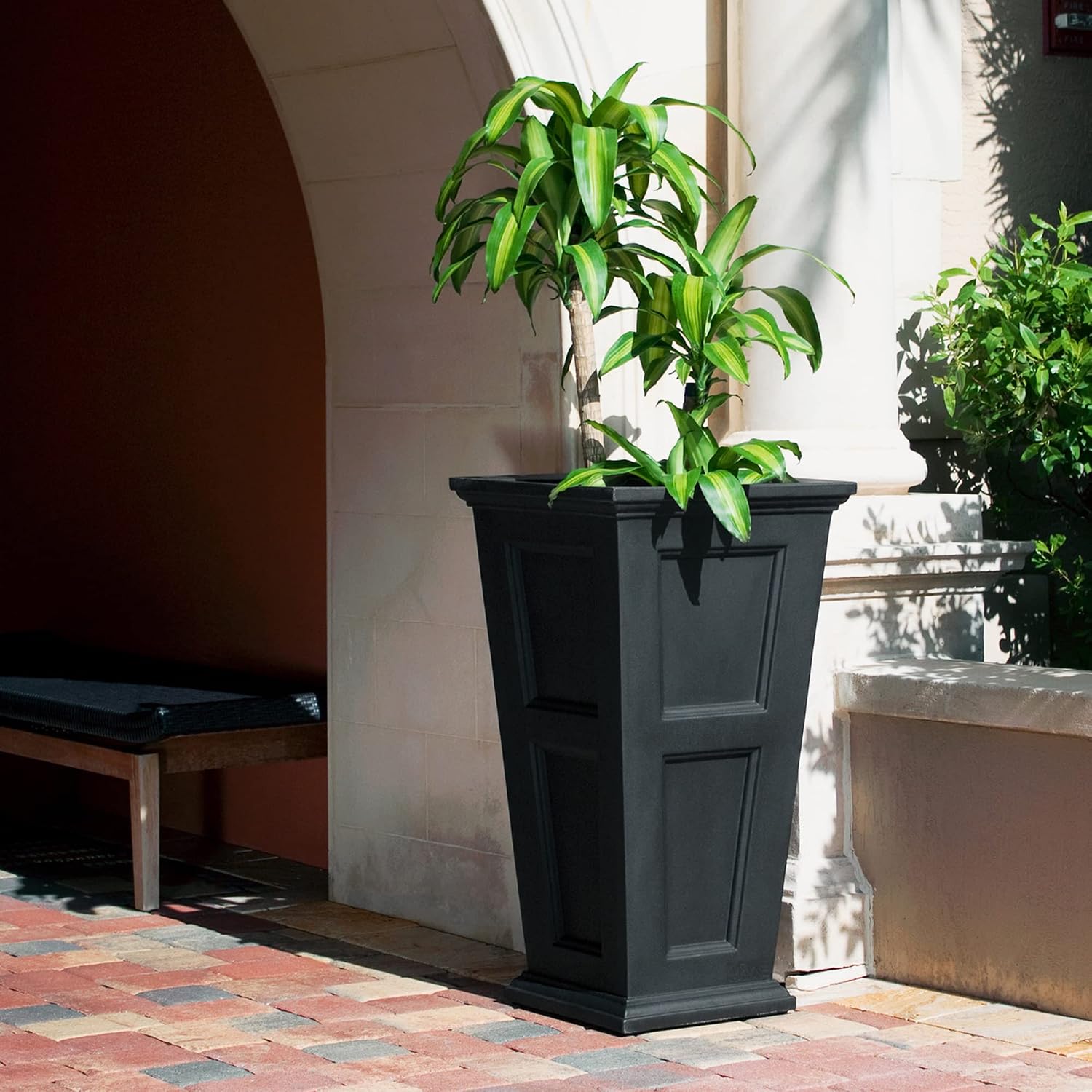 Mayne Fairfield 40in Tall Square Planter, Black | Indoor/Outdoor, All season, Fade resistant, 15-year warranty