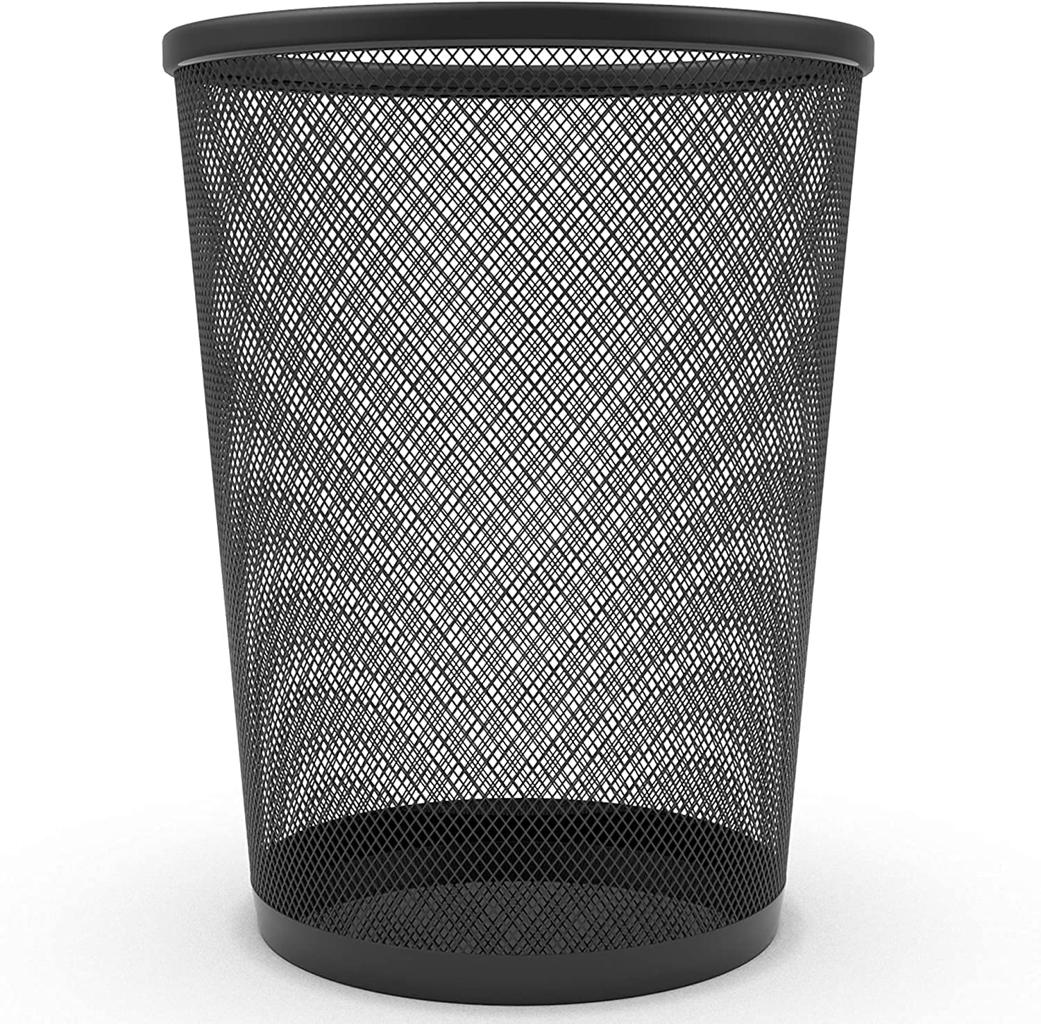 Zuvo Mesh Wastebasket Black Metal Wire Garbage Trash Can for Office Home Bedroom Height 10.1" Width 10", 4 Gallon (16 Quart) (1, Black)