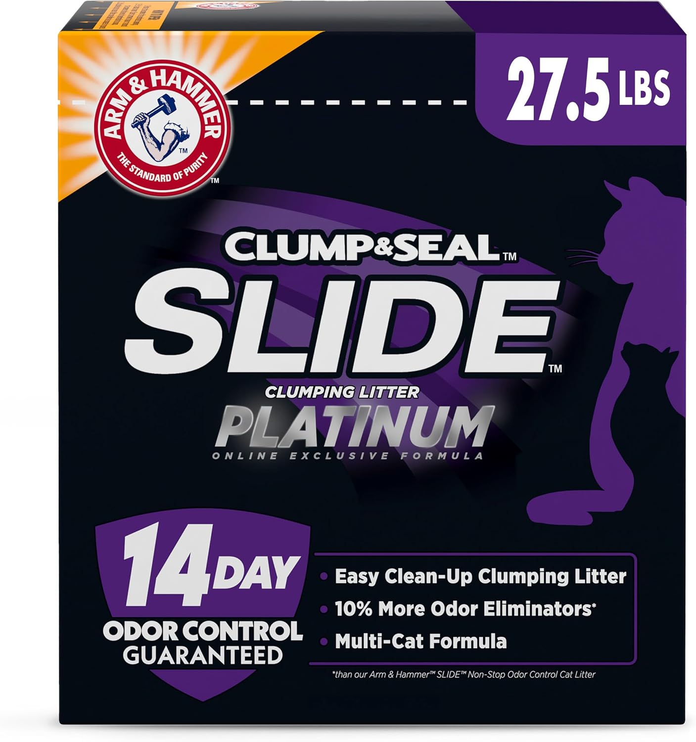 ARM & HAMMER Clump & Seal Platinum Clumping Cat Litter, Exclusive, 27.5 Lbs | Clumping Litter, Rock-Hard Clumps, Baking Soda Odor Eliminators, 14-Day Odor Control