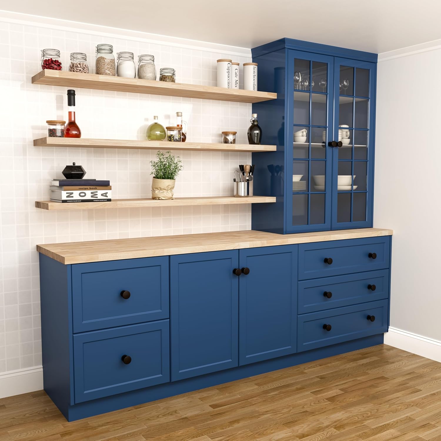 Howizz Butcher Block Countertop 48 x 25 x 1.5 - Hevea Unfinished Solid Wood Table Top, Wood Countertop for DIY Desk, Table, Workbench, Kitchen Island.
