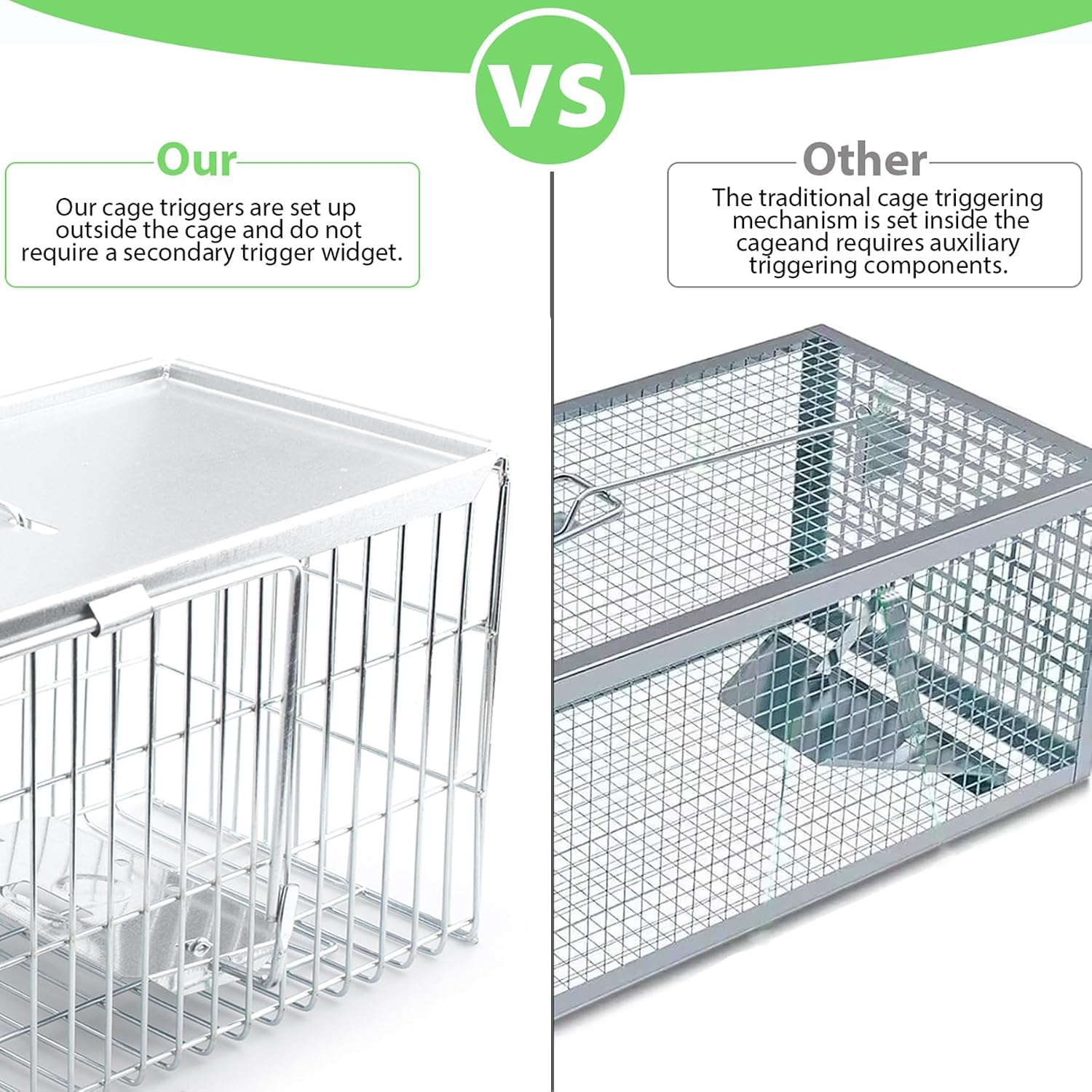 Faicuk Large Collapsible Humane Live Animal Cage Trap for Raccoon, Opossum, Stray Cat, Rabbit, Groundhog and Armadillo 32 x 11 x 13 Inch