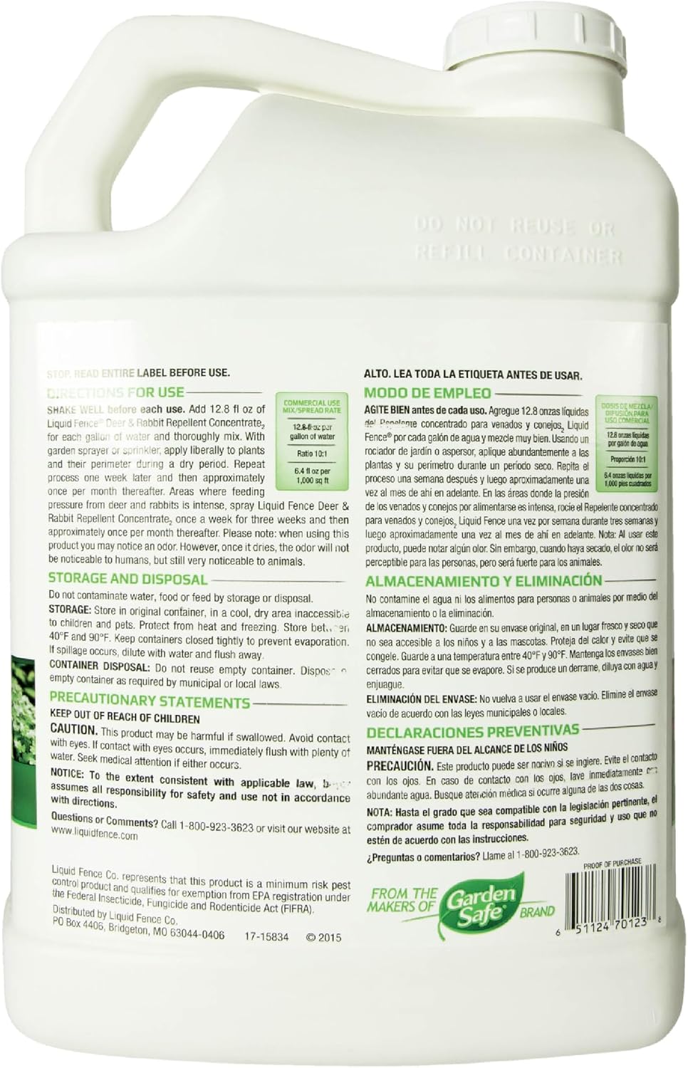 Liquid Fence Deer And Rabbit Repellent Concentrate 32 Ounces, Apply Year-Round | Use to Treat on Gardens, Flowers, Shrubs, Trees & Vines, Covers up to 5,000 Sq. Ft., Harmless to Plants & Animals