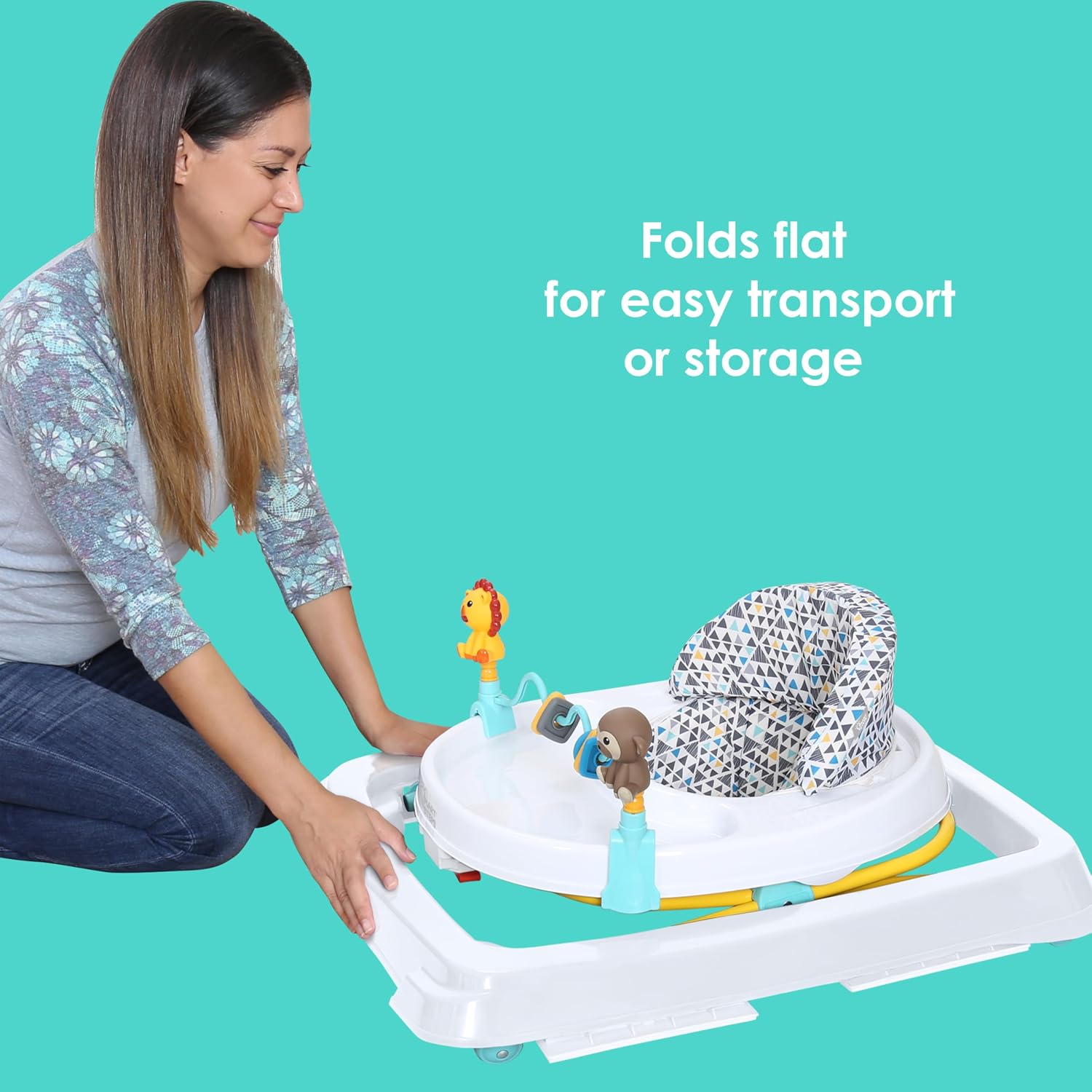 Smart Steps Trend Activity Walker with Removeable Toy Bar, Multi-Directional Front Wheels, Tray, Adjustable Height and Flat Fold Frame for Storage, Ages 6 Months +, Emily Pink