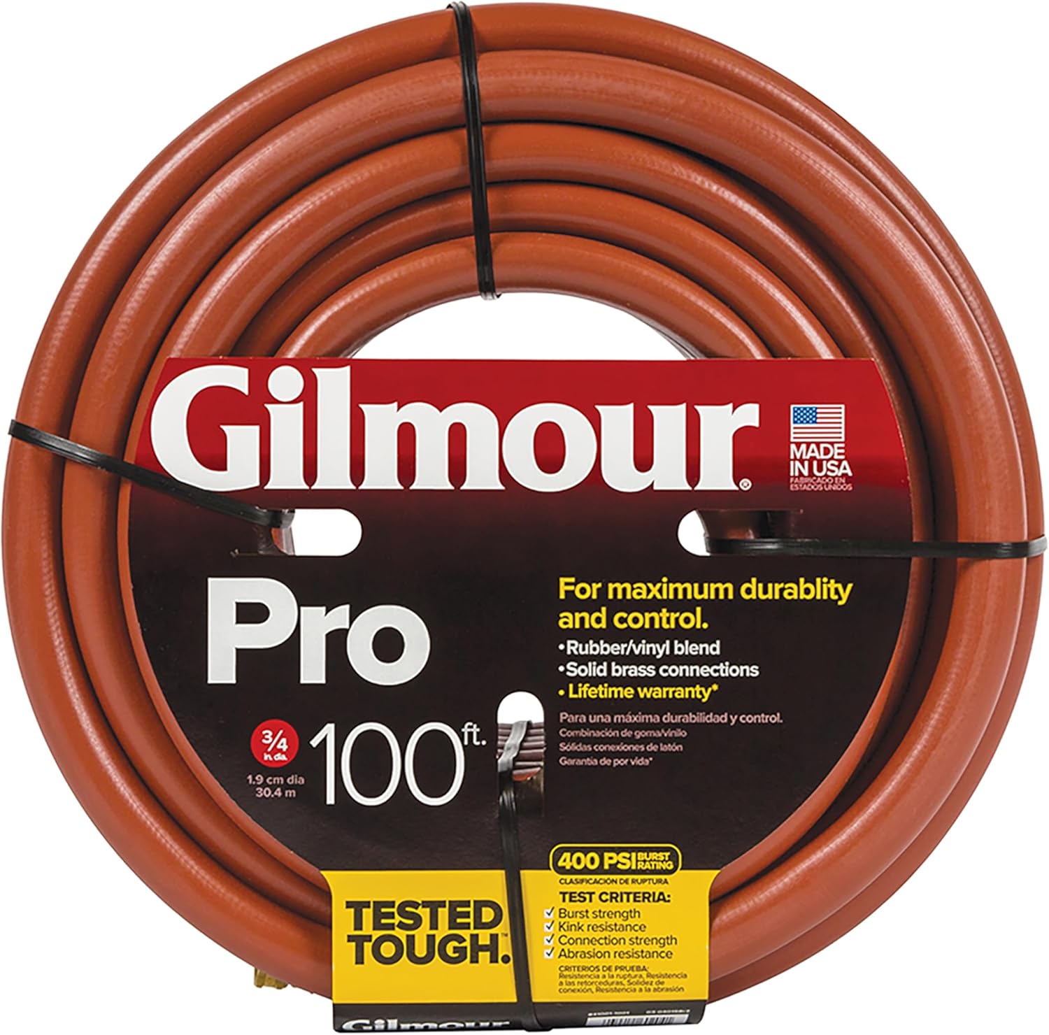 Gilmour Pro Commercial 3/4" x 100' Heavy Duty Water Hose, Durable and Kink Resistant 100 ft Garden Hose | 400 PSI burst strength