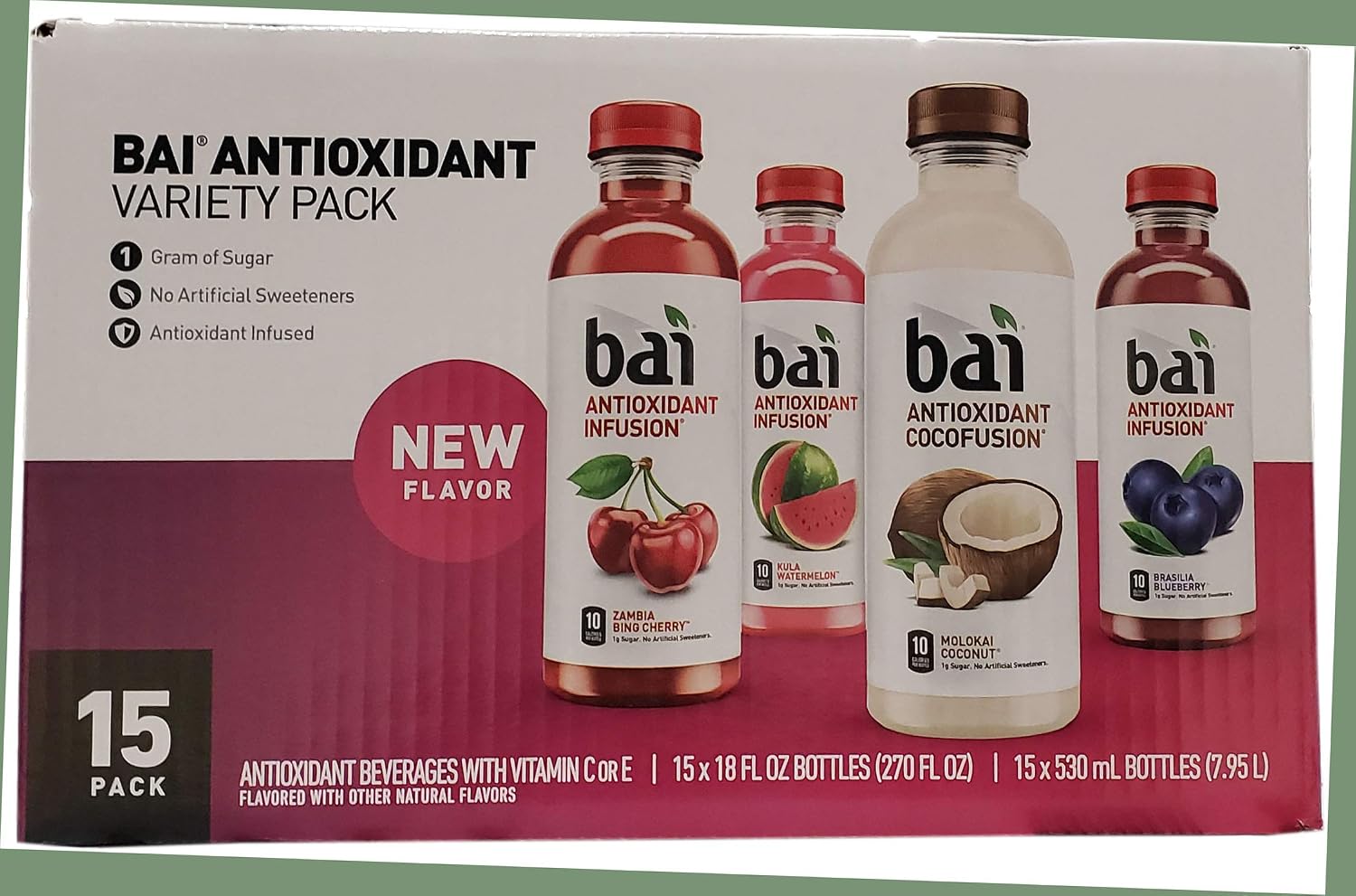 Bai Coconut Flavored Water Puna Coconut Pineapple, Antioxidant Infused, Coconut Pineapple Flavored Water Drink, 18 Fluid Ounce Bottles, 6 Count