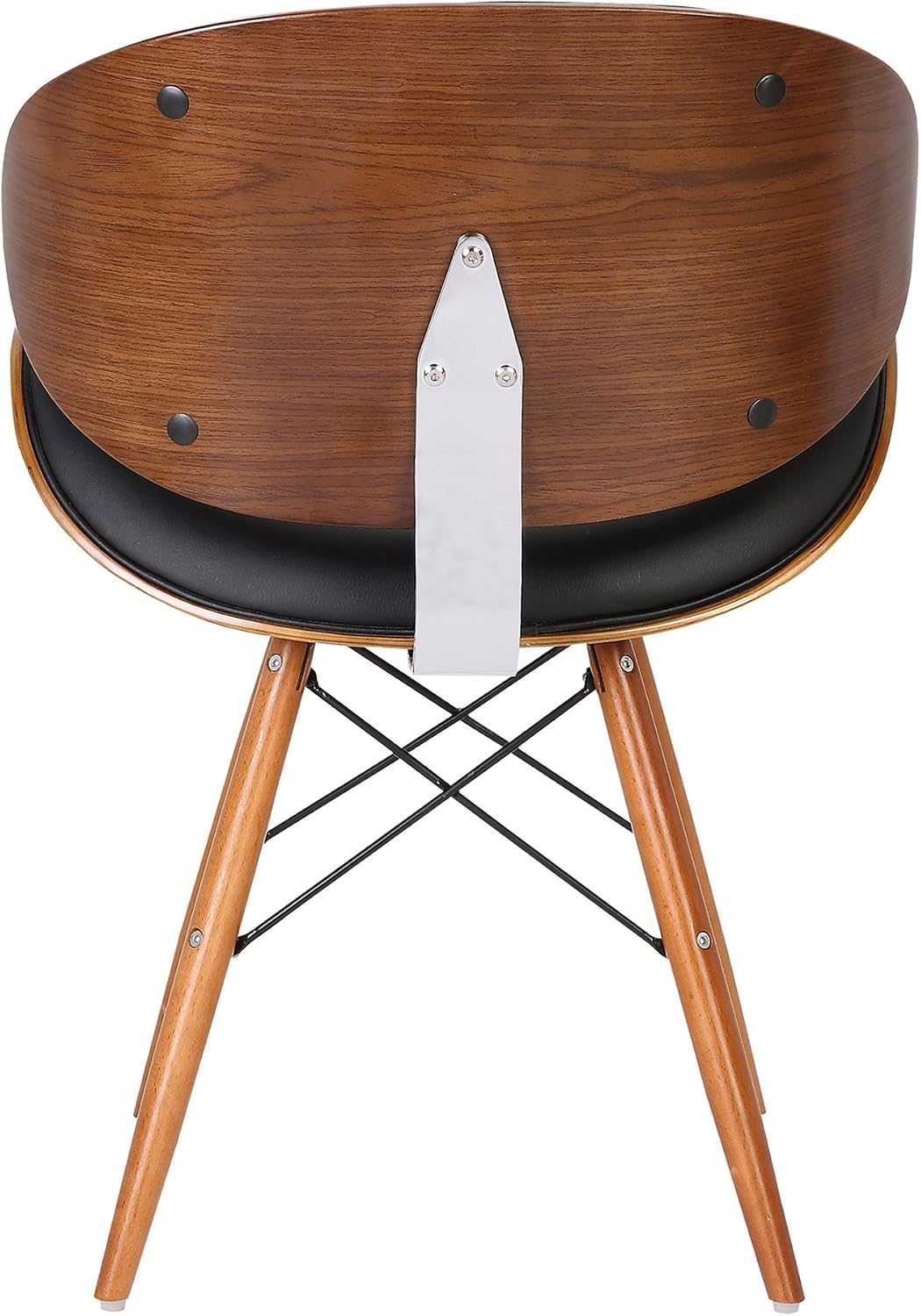 Armen Living Cassie Dining Chair in Black Faux Leather and Walnut Wood Finish 20D x 21W x 31H in