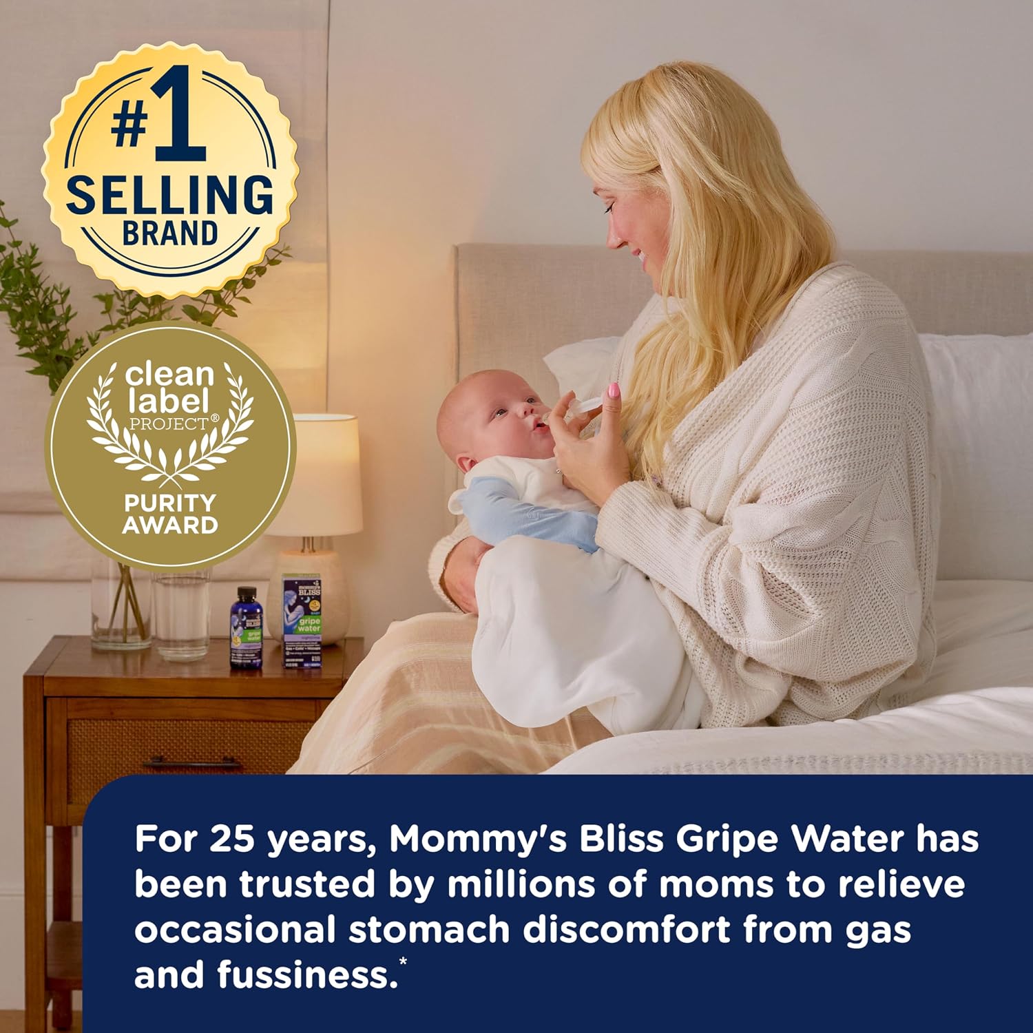 Mommy's Bliss, Bottle, Mommy's Bliss Night Time Gripe Water for Baby's Tummy Trouble - Relieves Occasional Infant Stomach Discomfort from Gas, Colic