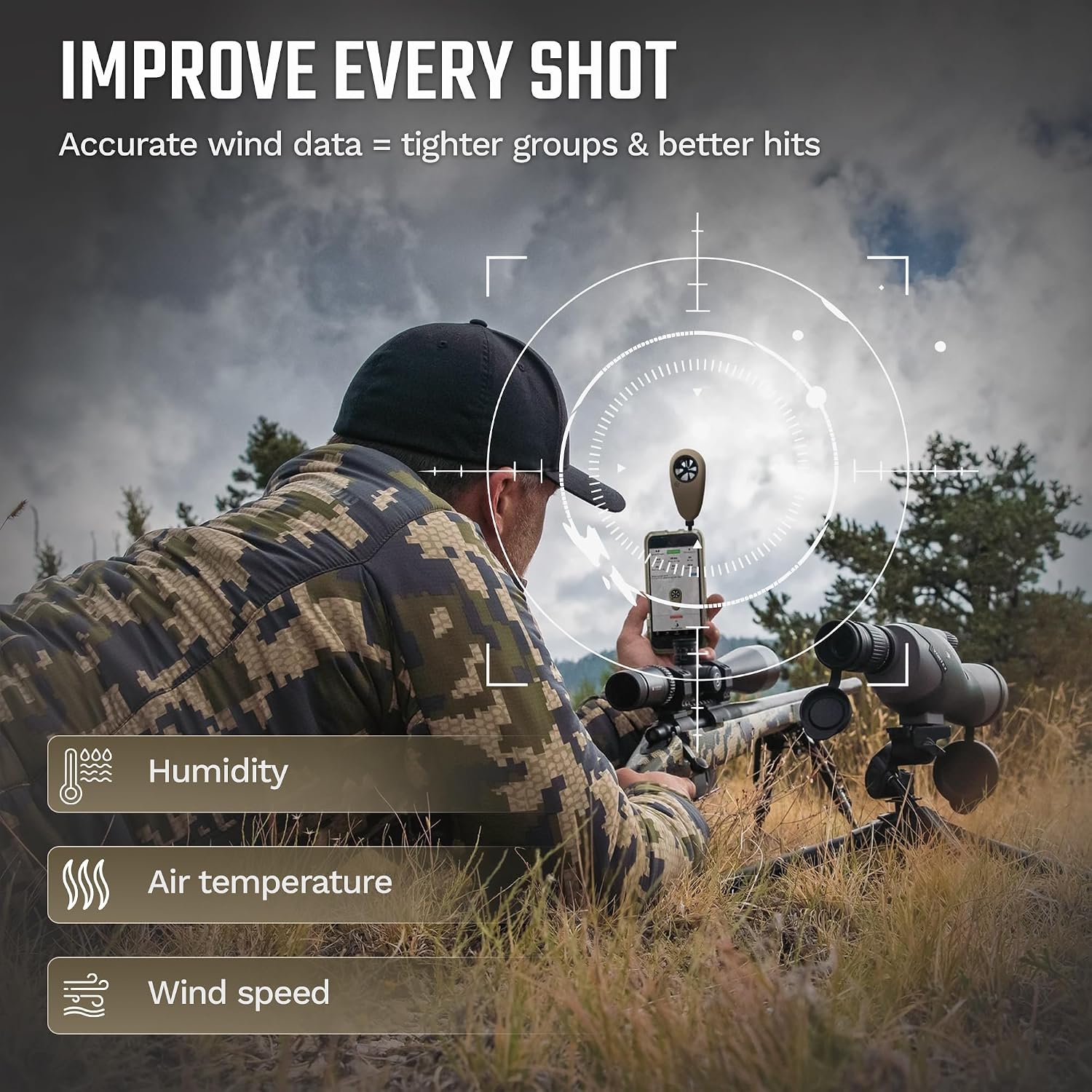 Tempest Anemometer – Handheld Wind Meter for Precision Shooting, Wind Speed Anemometer, Air Flow Meter