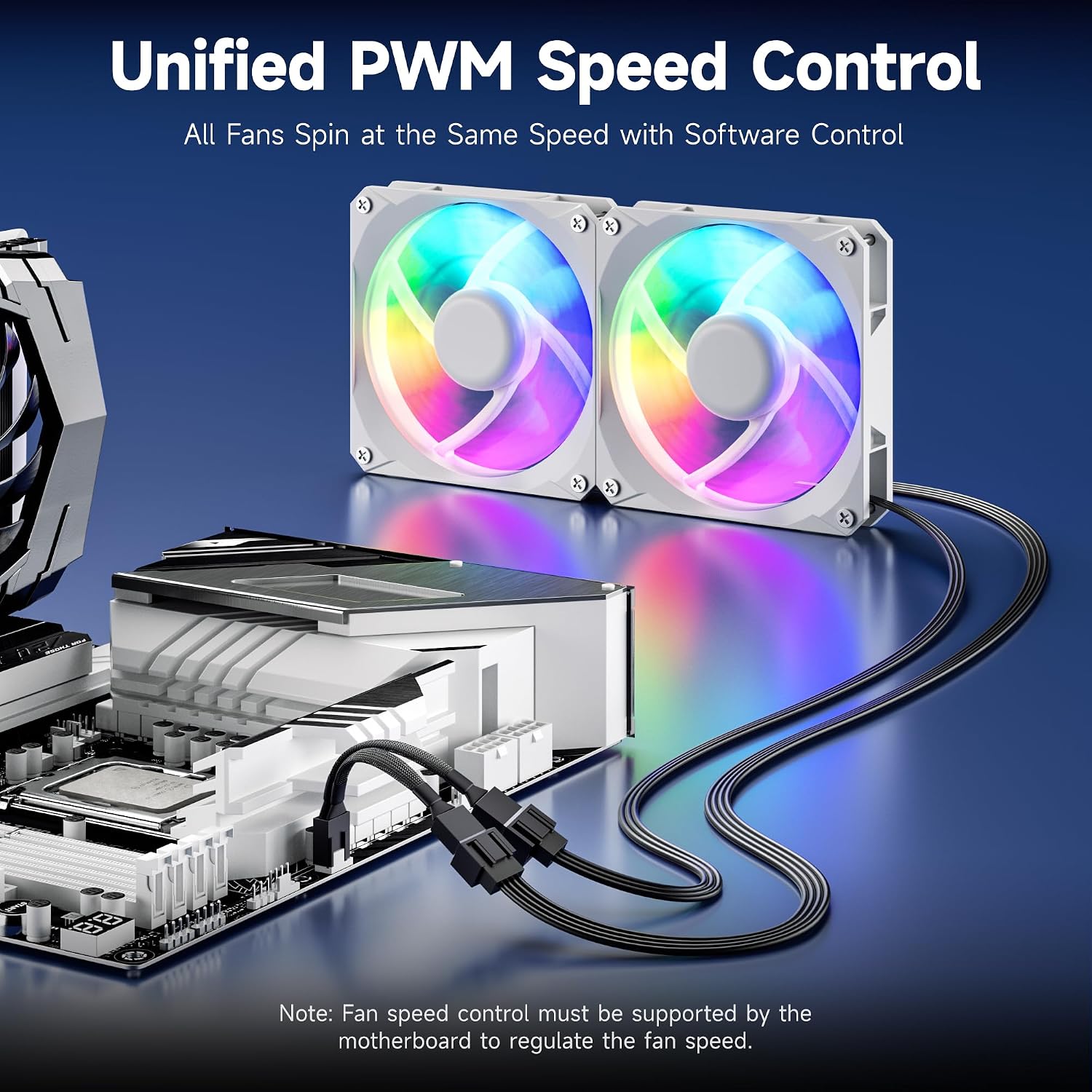 Cable Matters 2-Pack 2 Way 4-Pin PWM Fan Splitter Cable, 4 inches | PC Fan Splitter 1 to 2 Converter, PC PWM Extension Cable