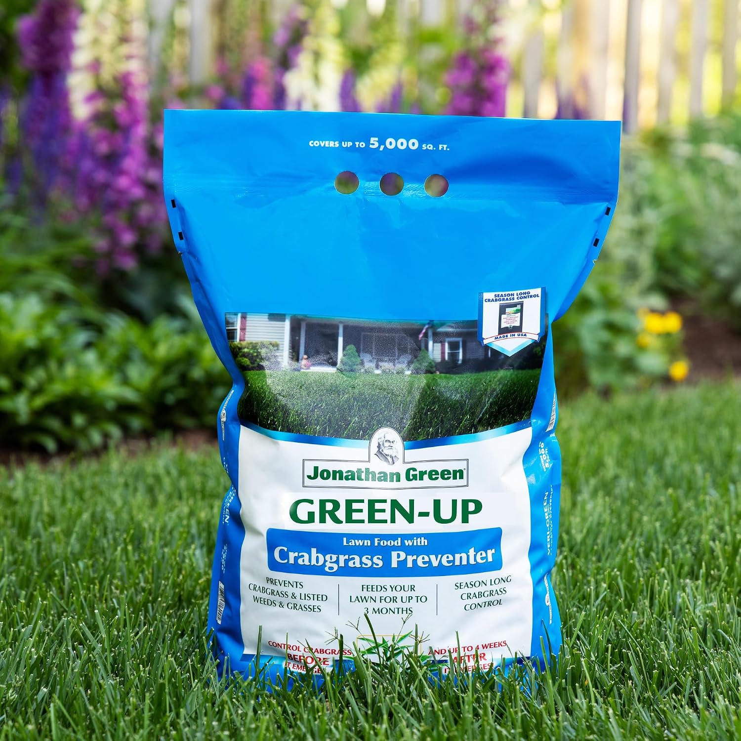 Jonathan Green (10457) Green-Up Lawn Food with Crabgrass Preventer - 20-0-3 Grass Fertilizer & Crabgrass Killer (15,000 Sq. Ft.)