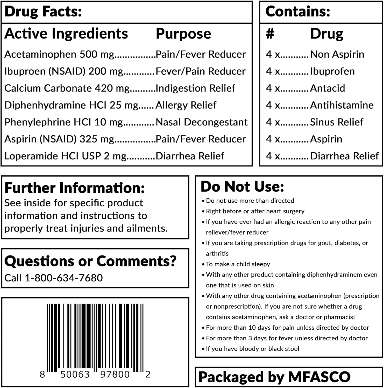 MFASCO Antiseptic Wound Care Travel Pack | 39 Piece First Aid Kit Refill | BZK, Antiseptic Wipes, Sting Relief, Wound Ointment | Essential First Aid Supplies | Refill Personal First Aid Kits