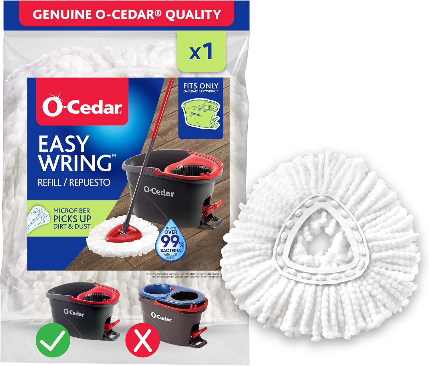 O-Cedar EasyWring Spin Mop Microfiber Refill, White Packaging May Vary