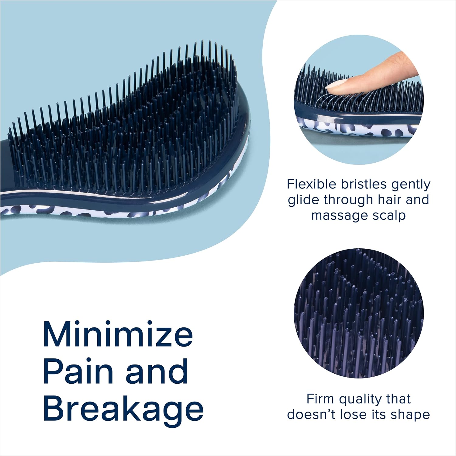 Crave Naturals Glide Thru Hair Brush - Detangler Brush for Curly, Straight, Wet or Dry Hair - Gentle Detangling Brushes for Adults, Kids, Toddlers - Hair Accessories for Women, 7.5x3" - Pink
