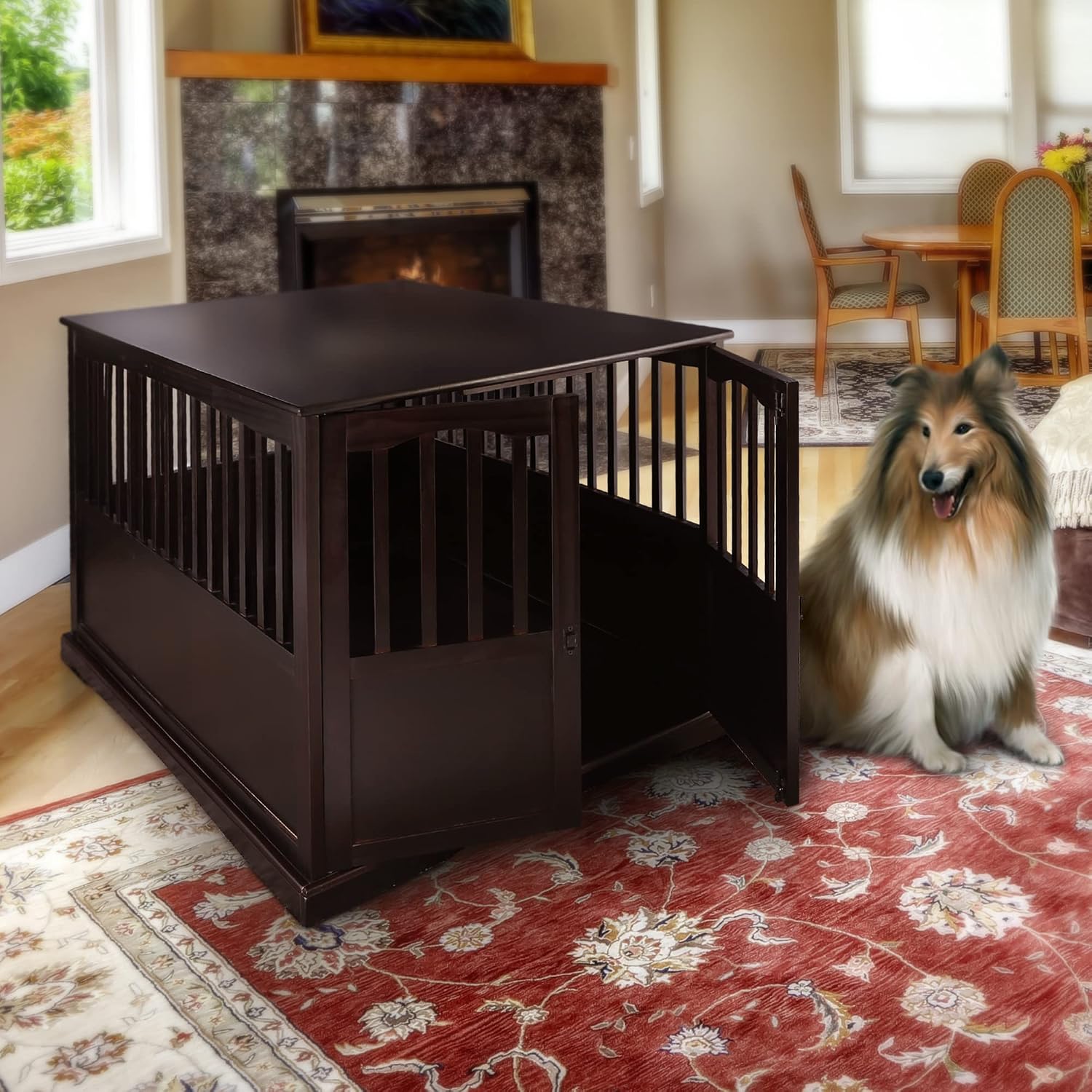 Casual Home Wooden Small Pet Crate, End Table, Espresso,19.5"W x 22.5"D x 22.5"H