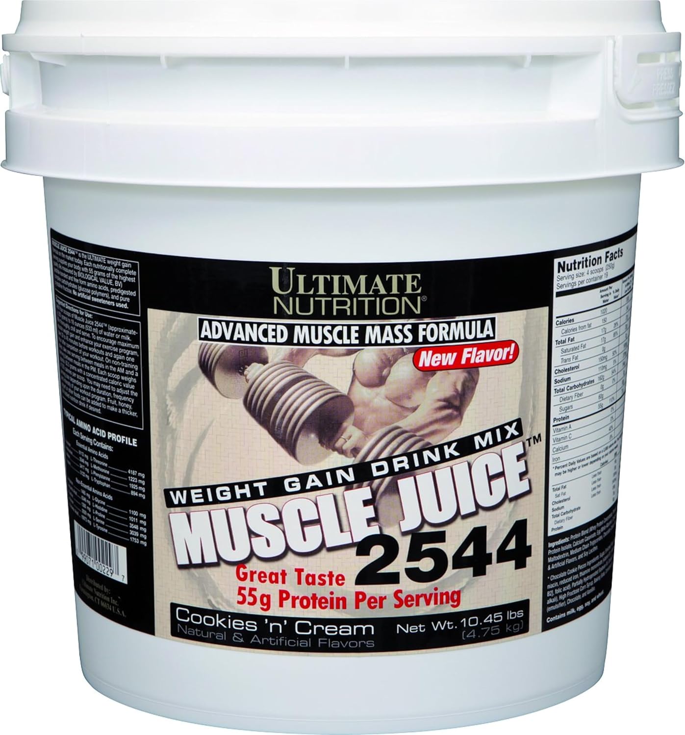 Ultimate Nutrition Muscle Juice 2544 Mass Gainer, Vanilla, 4.96 lb | 55g Protein Blend, 162g Carbs, 17g Fat, 1020 Calories, High Calorie Weight Gainer For Muscle Growth And Recovery