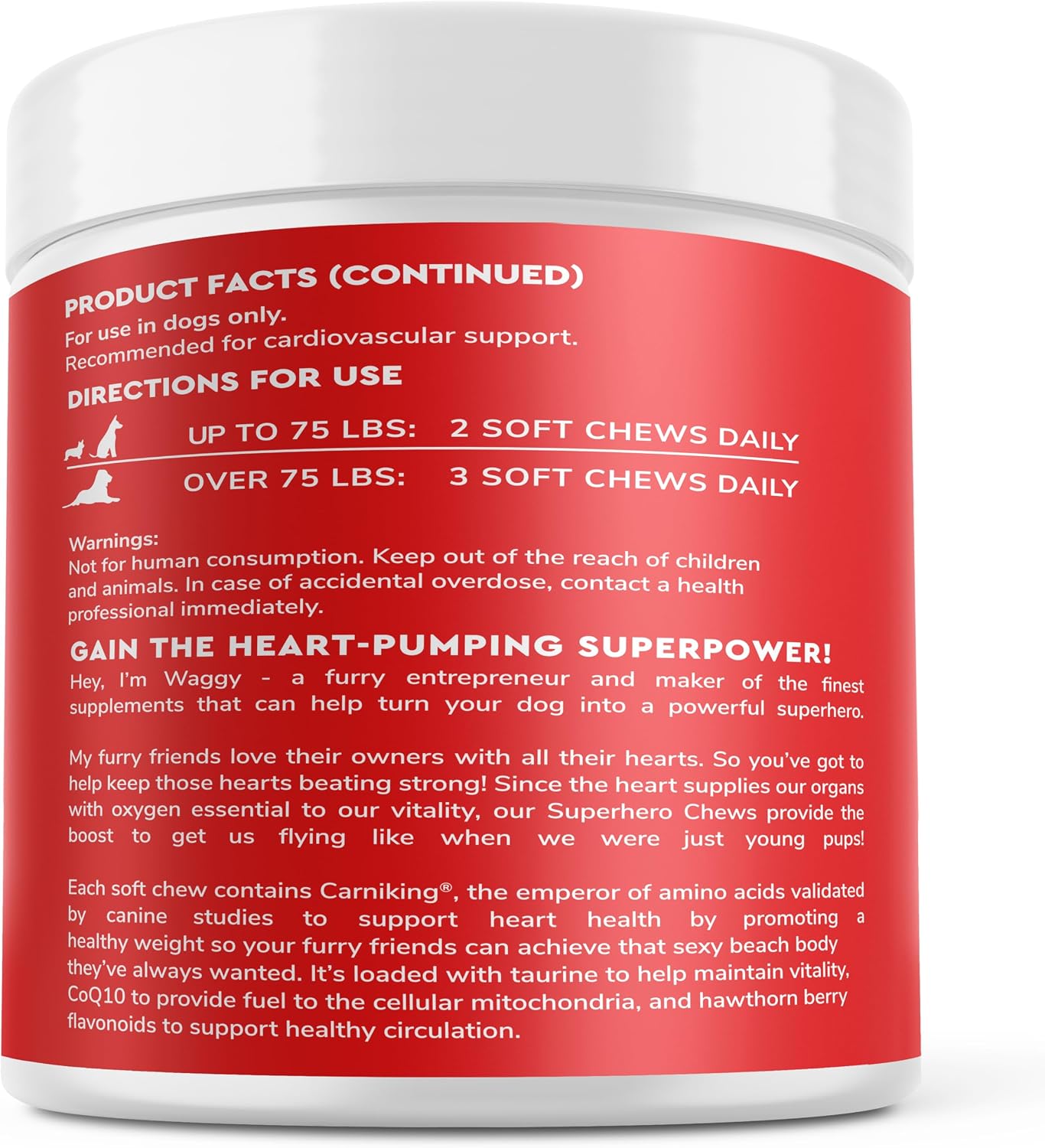 Wonder Paws Cardio Support for Dogs – Cardiovascular Chews Heart Health, Circulation, Energy & Weight Management - with L-Carnitine, Hawthorn Berry