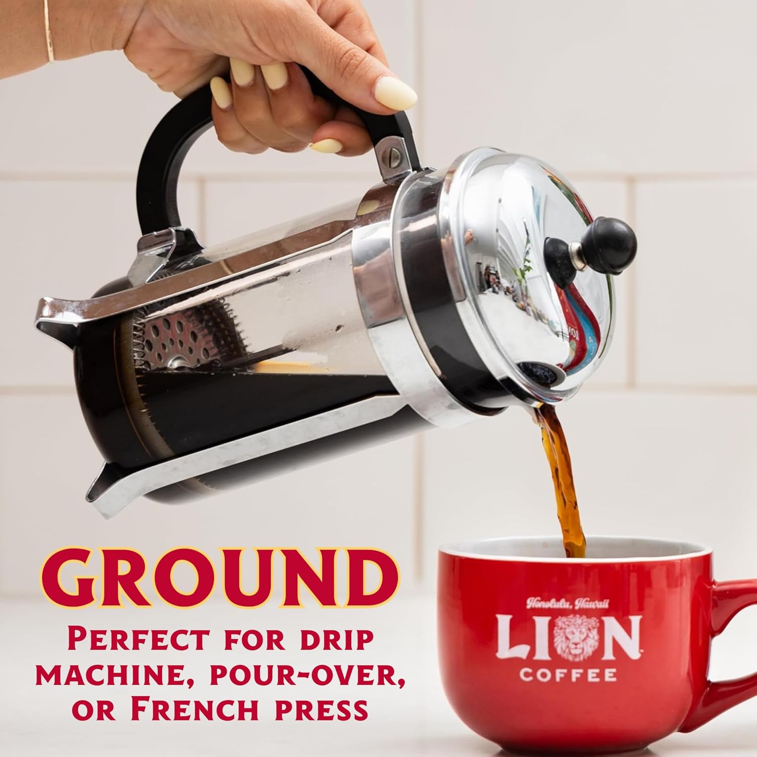 Lion Coffee 24K Gold Roast 100% Kona Ground Coffee, Medium-Light Roast, A Taste of Aloha - 7 Ounce Bag