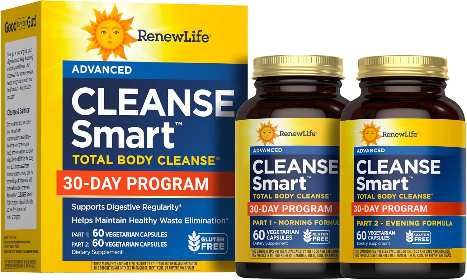 Renew Life Cleanse Smart 30-Day Program | Advanced Total Body Cleanse | Supports Digestive Regularity | Vegan, Dairy and Gluten Free Formula