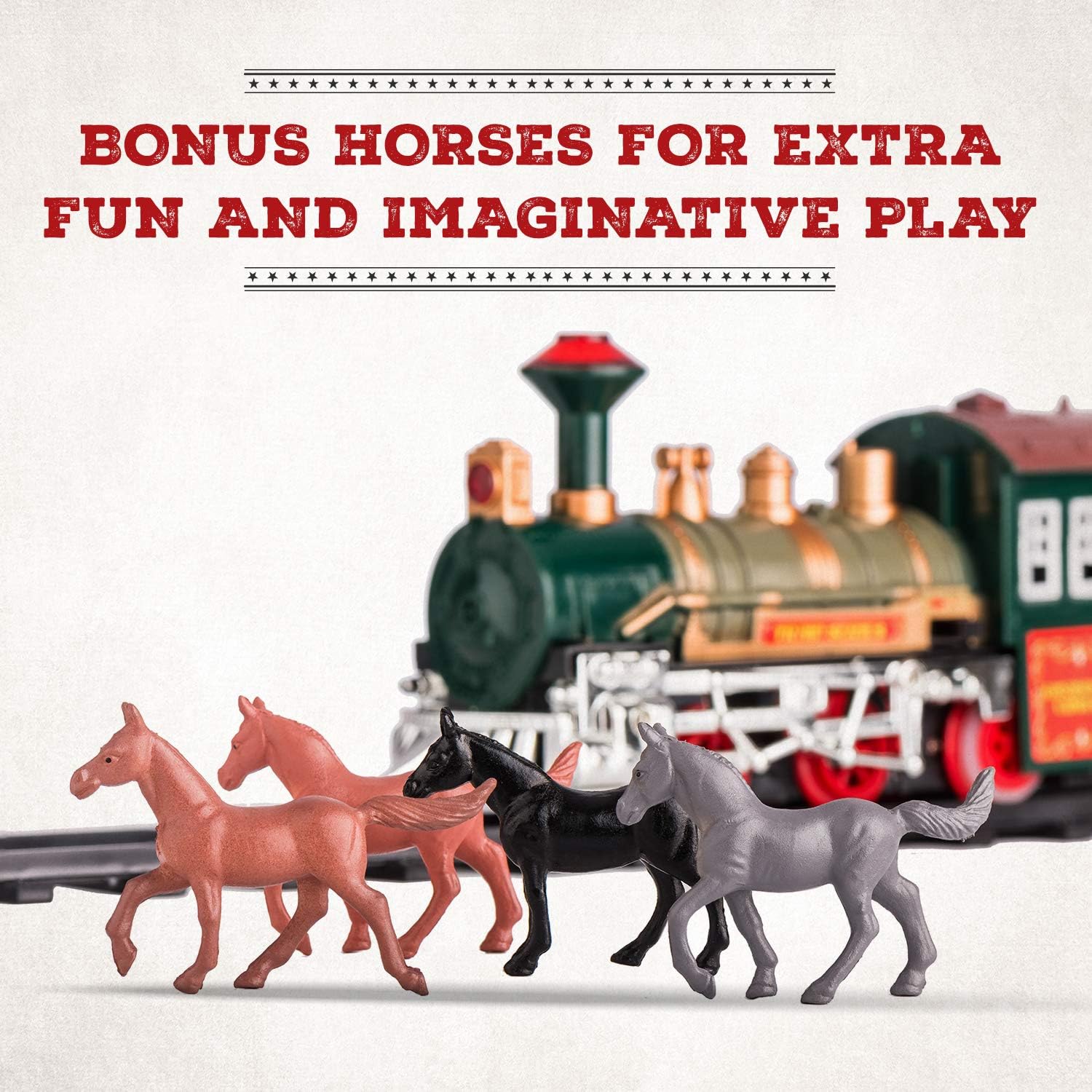 Electric Train Set for Kids Ages 4-8 | Train Set for Kids Ages 4-8 | Battery Powered Trains Sets with Lights & Sounds, Steam Locomotive Engine