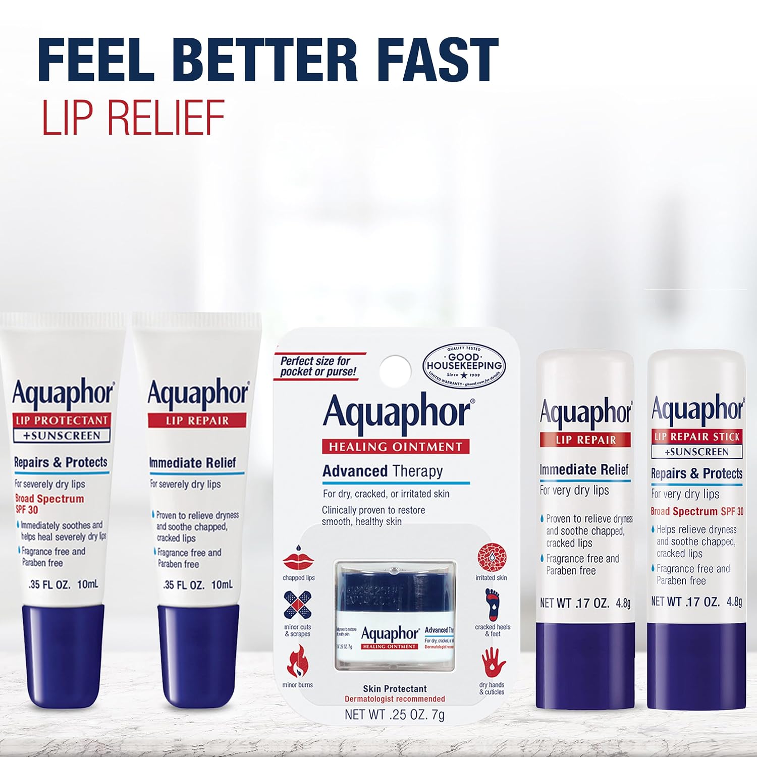 Aquaphor Lip Protectant and Sunscreen Ointment, SPF 30, 0.35 FL OZ | Lip Sunscreen Ointment with Shea Butter Repairs and Protects Dry Lips