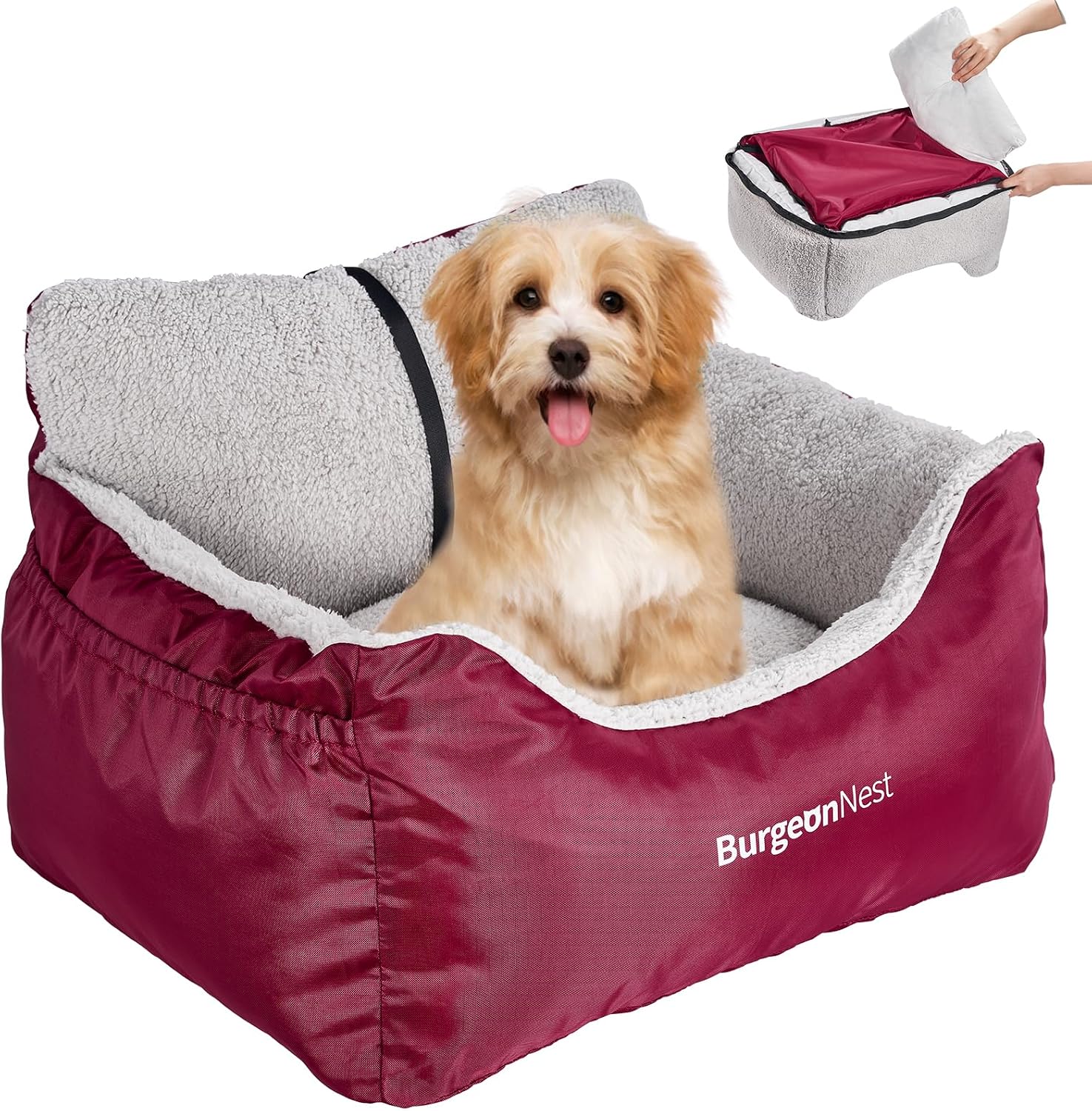 BurgeonNest Dog Car Seat for Small Dogs & Cats Under 25 lbs,Black