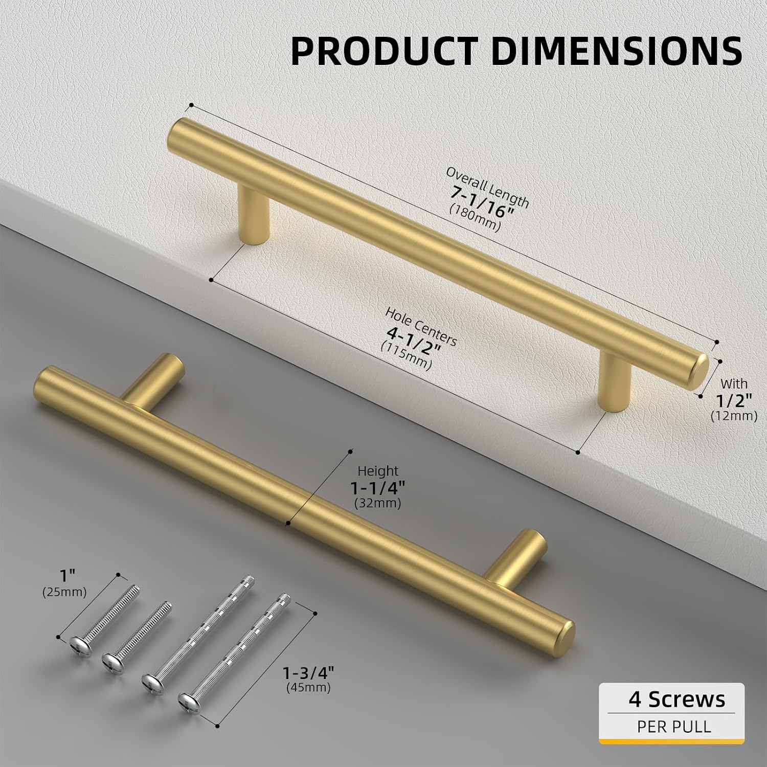 Goldenwarm 5 Pack 3 inch Gold Cabinet Handles Brushed Gold Cabinet Pulls | Gold Dresser Drawer Handles Stainless Steel Drawer Pulls for Kitchen Bathroom Bedroom, Easy to Install