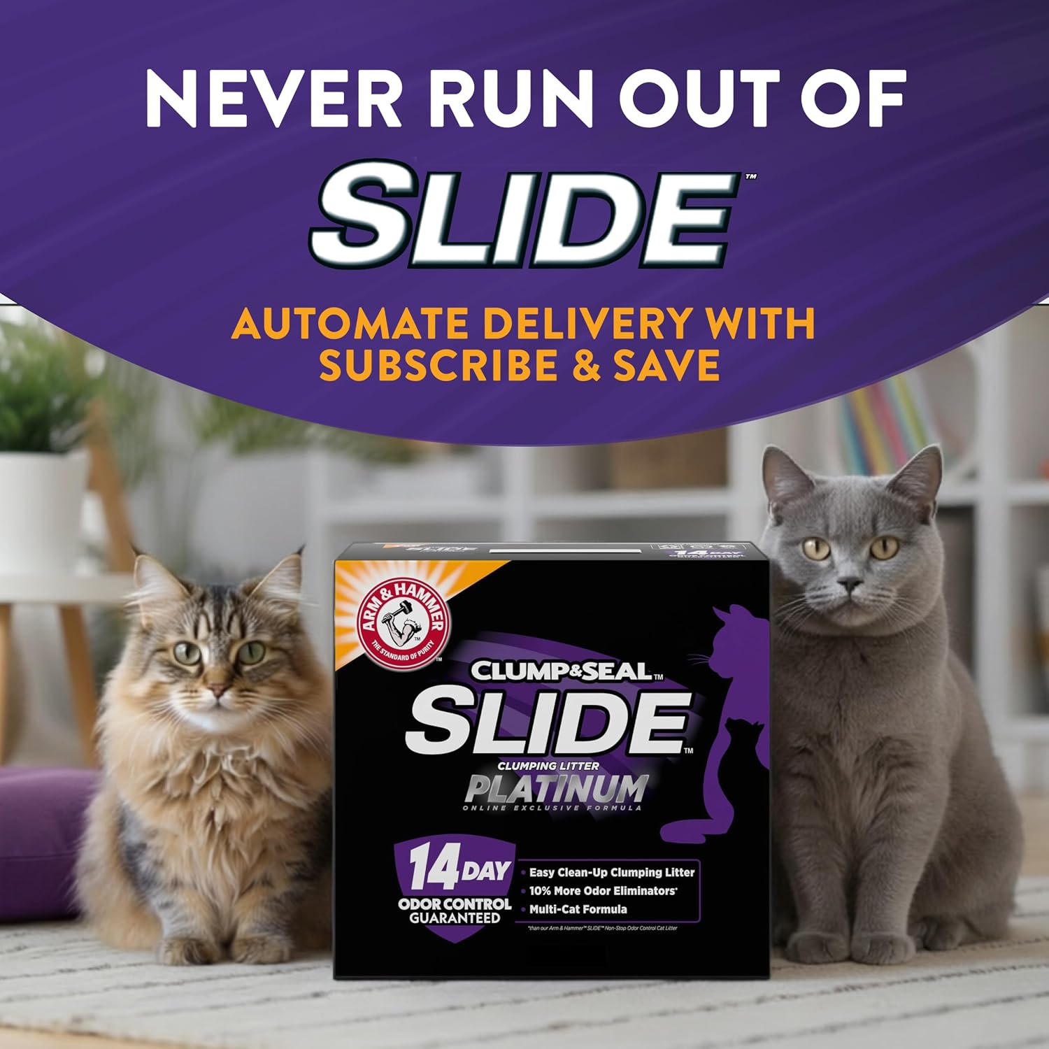 ARM & HAMMER Clump & Seal Platinum Clumping Cat Litter, Exclusive, 27.5 Lbs | Clumping Litter, Rock-Hard Clumps, Baking Soda Odor Eliminators, 14-Day Odor Control