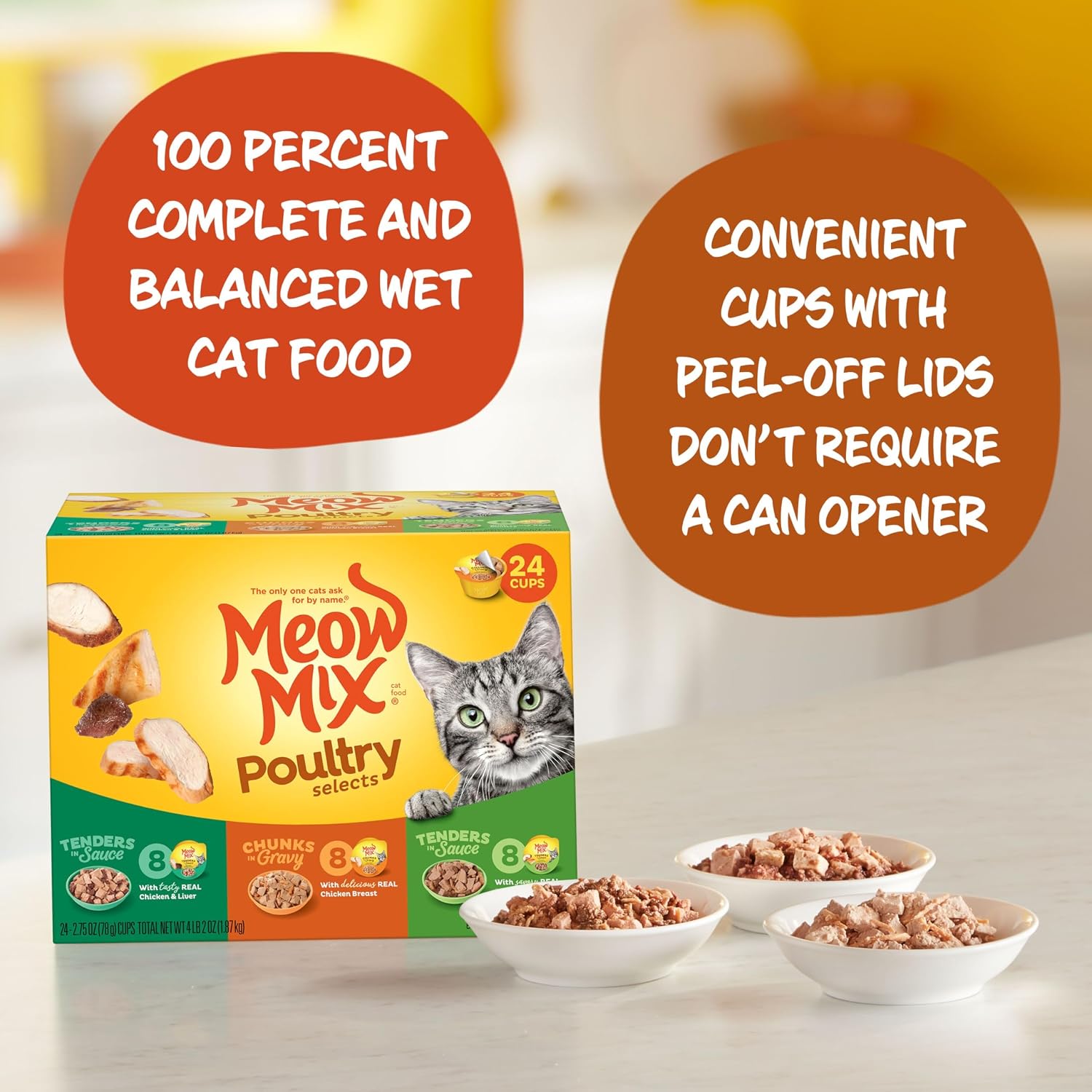 Meow Mix Tenders in Sauce, Wet Cat Food with Tuna & Whole Shrimp, 12 Cups