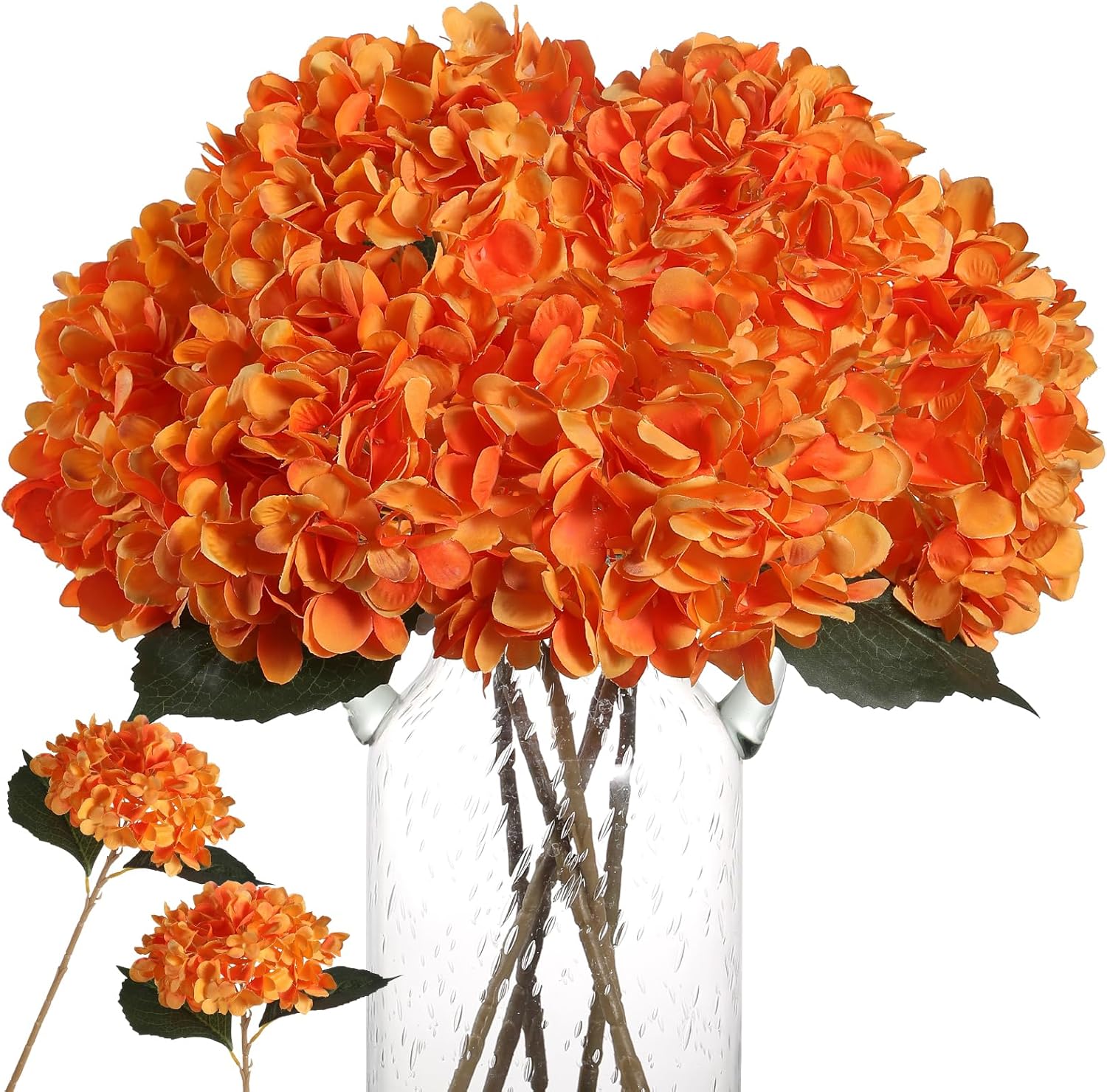 Kisflower 6pcs White Hydrangea Artificial Flowers - Faux Hydrangea Flowers, Fake Silk Flowers for Table Centerpiece