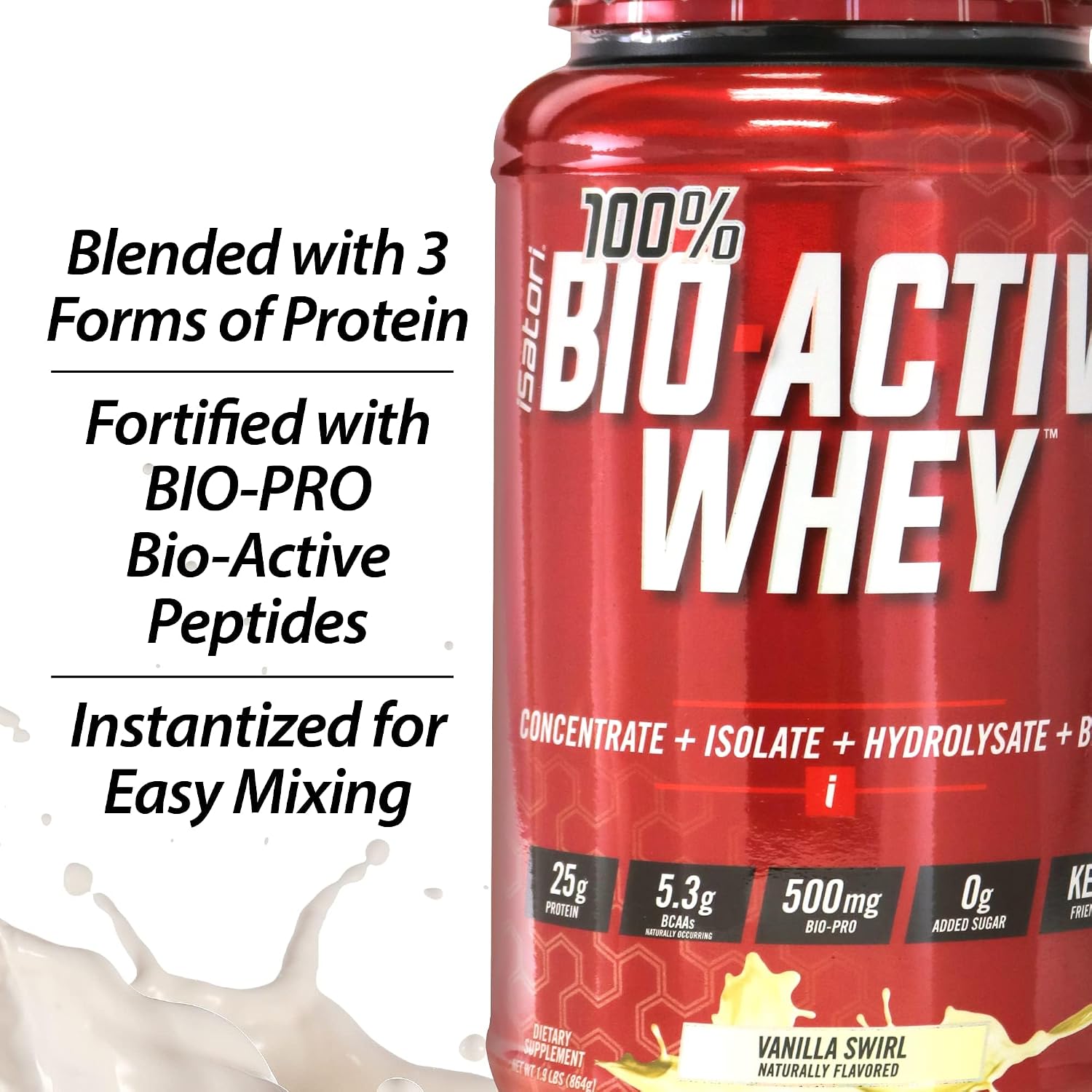 iSatori 100% Bio-Active Whey Protein Chocolate Flavor - 26 Servings | Whey Isolate, Hydrolysate, Concentrate, BCAAs, Colostrum Peptides, 25g Protein Per Serving, Muscle Growth and Recovery
