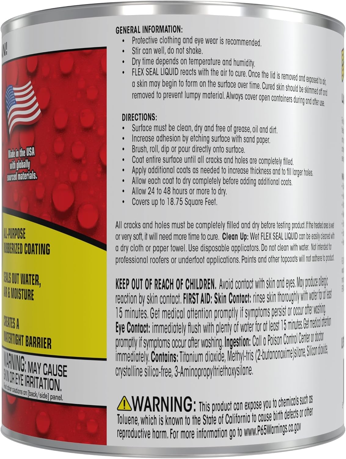 Flex Seal Liquid, Rubber Coating Sealant, Waterproof, Flexible, Breathable, and UV Resistant, Roof Repair, Basements, RV, Campers, Trailers, Marine