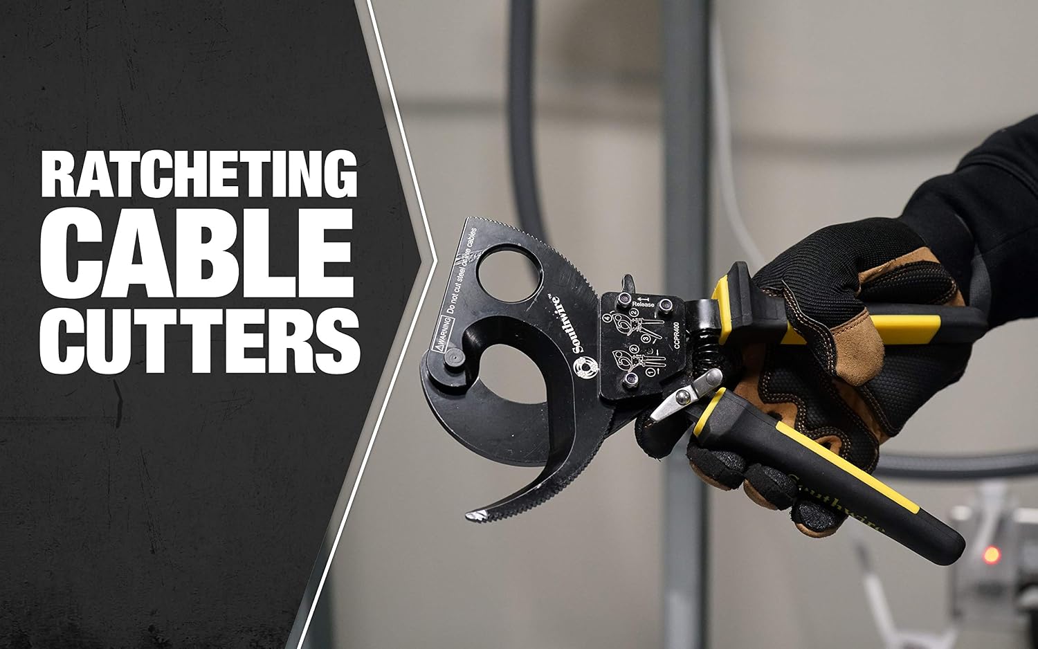Southwire Cable Cutter Tool - Ratcheting Action for Smooth, Controlled Cuts - Hardened Steel Blades - Molded Grip - Cuts Copper & Aluminum Wire - 750 MCM Capacity
