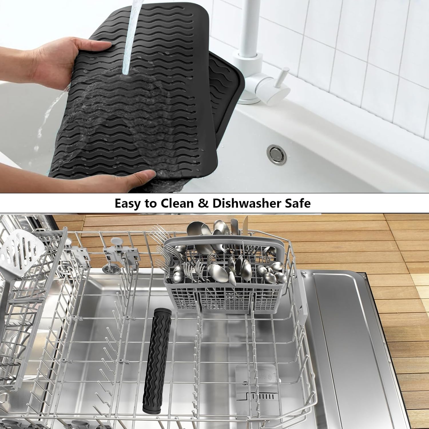 ZLR Silicone Dish Drying Mat for Kitchen Counter, Eco-Friendly Fast Dry Dish Mat, Easy Clean Multi Usage Drying Matt, Heat Resistant Trivet