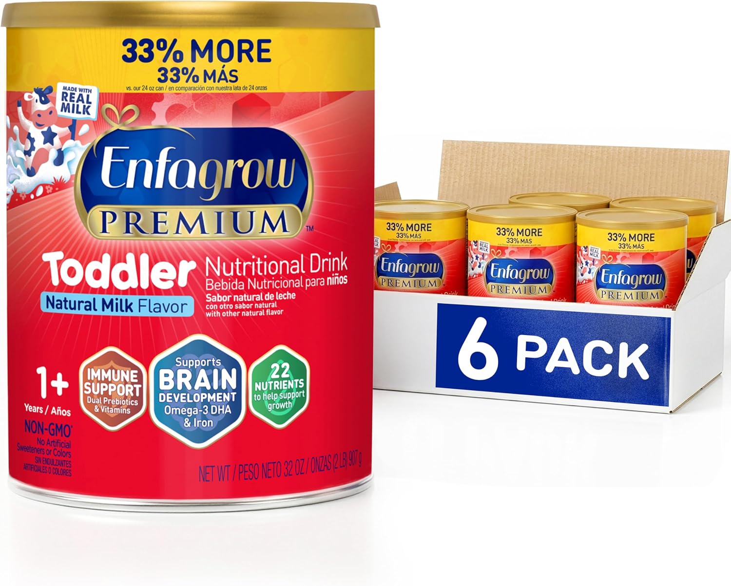 Enfagrow Premium Toddler Milk Nutritional Drink, Enfagrow Toddler Drink, Try Our Brain-Supporting Trio, 32oz Can