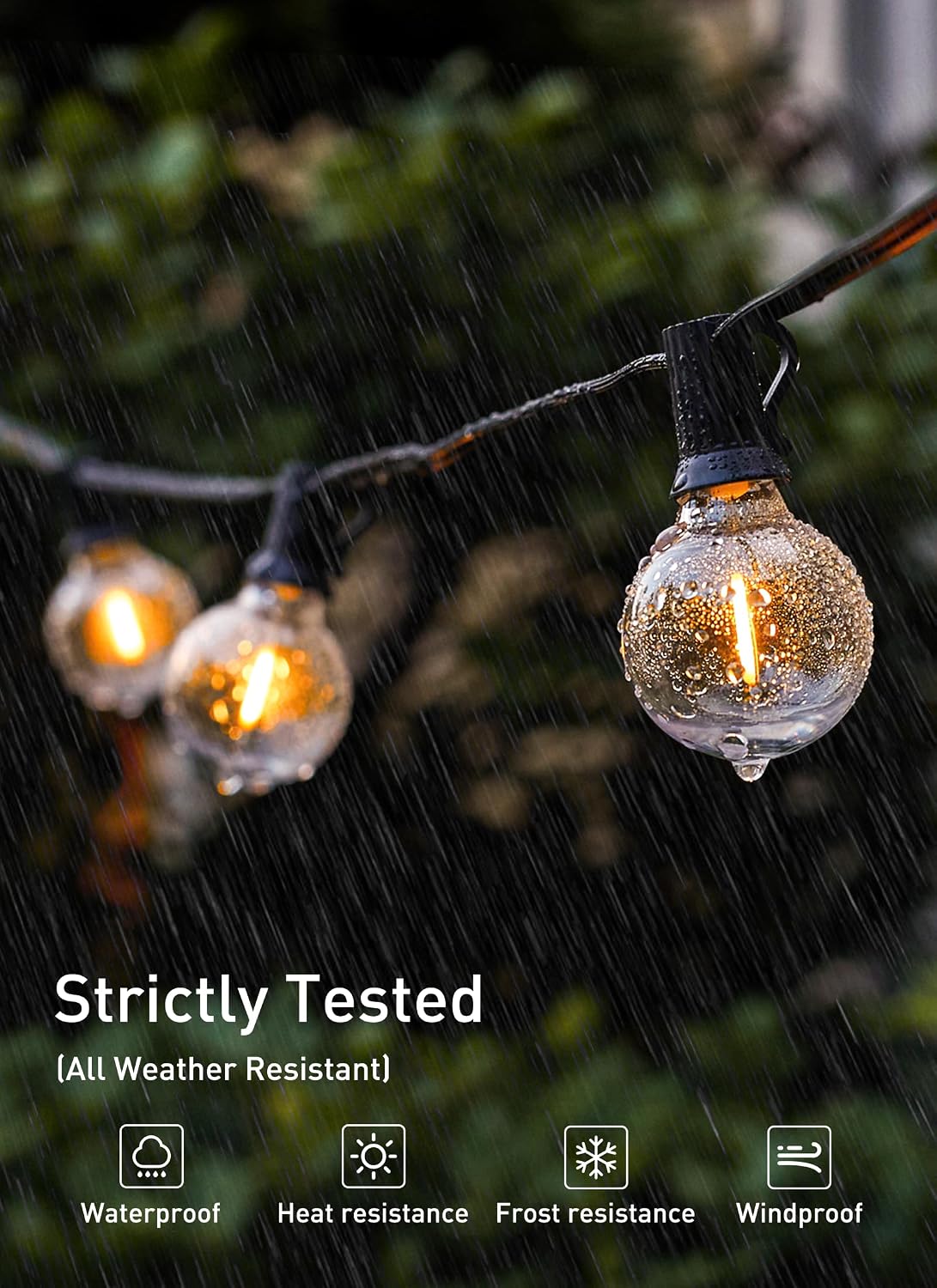 Brightown 25 Pack G40 LED Replacement Bulbs, E12 Base, 2200K, Warm White | Shatterproof Plastic LED Light Bulb, Waterproof, Dimmable, 1.5" Edison Light Bulbs for Indoor Outdoor Patio Backyard Decor