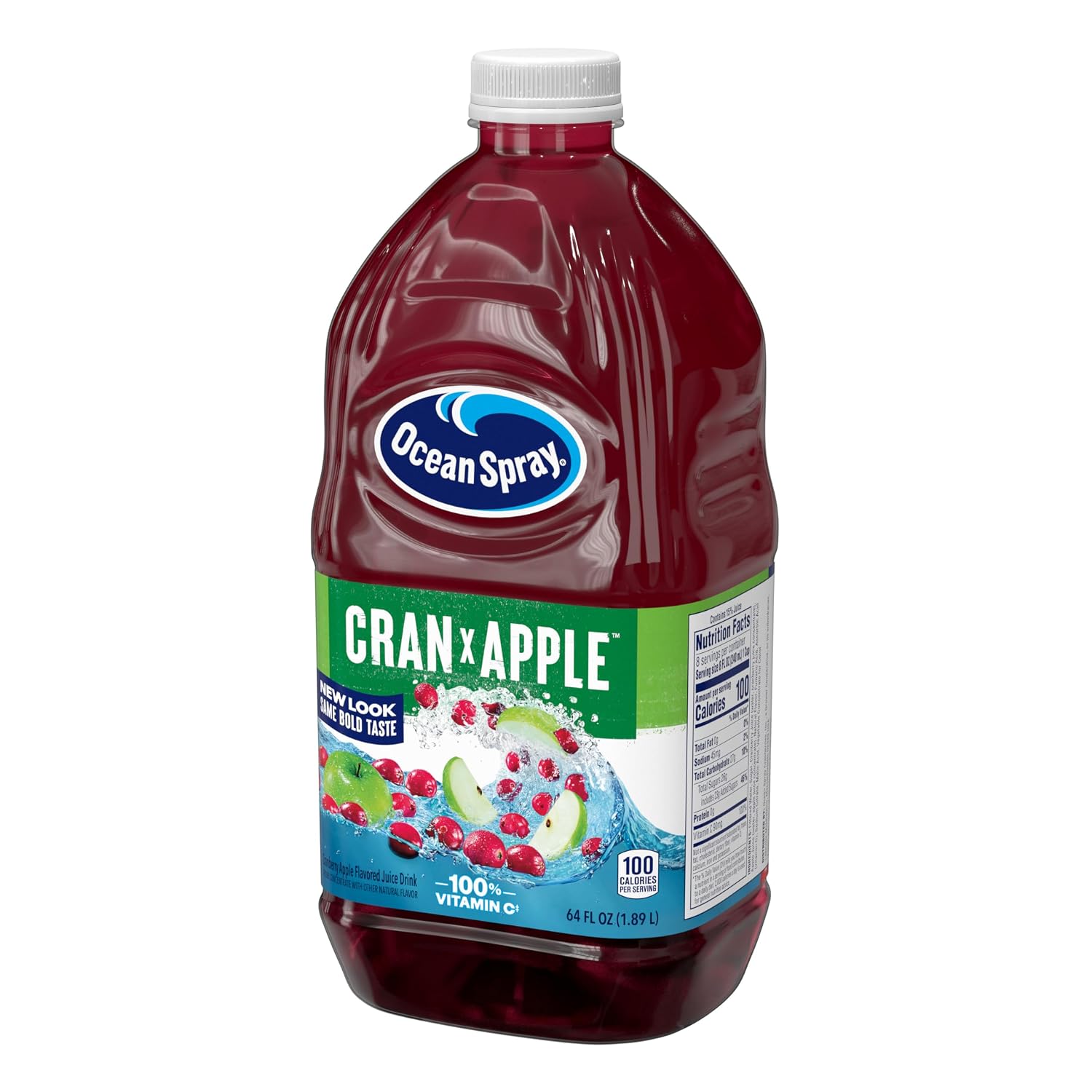 Ocean Spray® Cran-Apple™ Juice Drink, 64 Ounce Bottle, 8 Count | Ocean Spray® Cran-Apple™ Juice Drink, Made with Real Fruit Juice, 64 Fluid Ounce Bottle