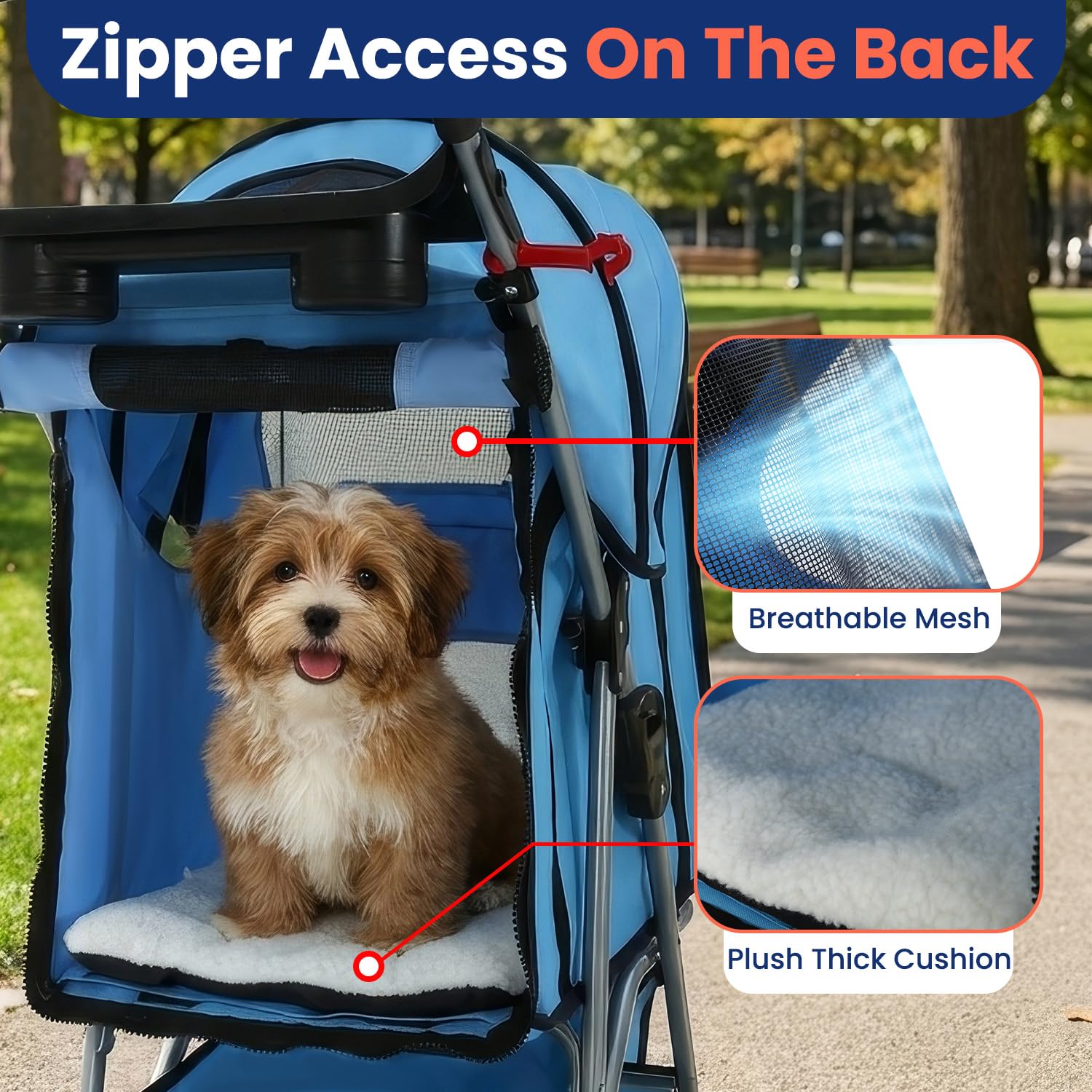 BestPet | 4-Wheel Foldable Pet Stroller | Black | Lightweight & Portable | Travel Carrier with Mesh Windows, Storage Basket, Cup Holder, Safety Brakes, and Waterproof Fabric | For Small Dogs and Cats