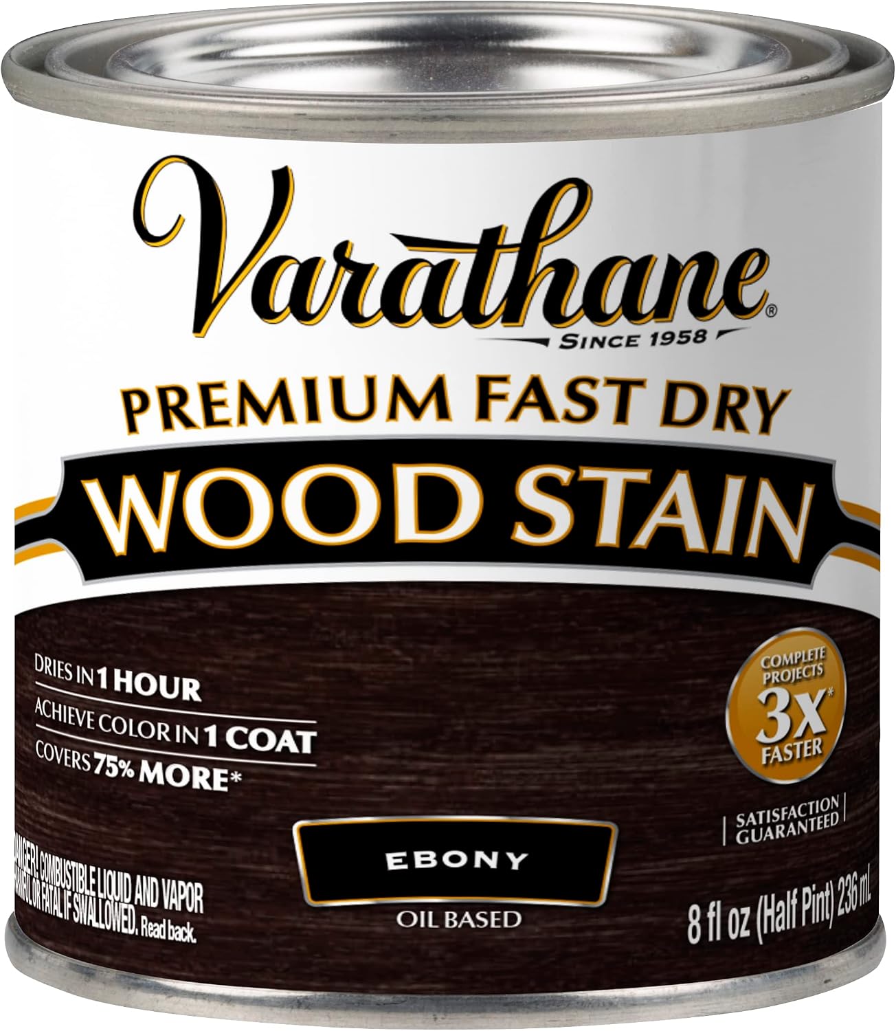 Varathane Premium Fast Dry Weathered Gray Wood Stain | Oil-Based, 1 Coat Color, 1 Hour Dry Time, Interior Wood Stain, Furniture, Cabinets, Doors, Covers Up to 275 Sq Ft, Quart
