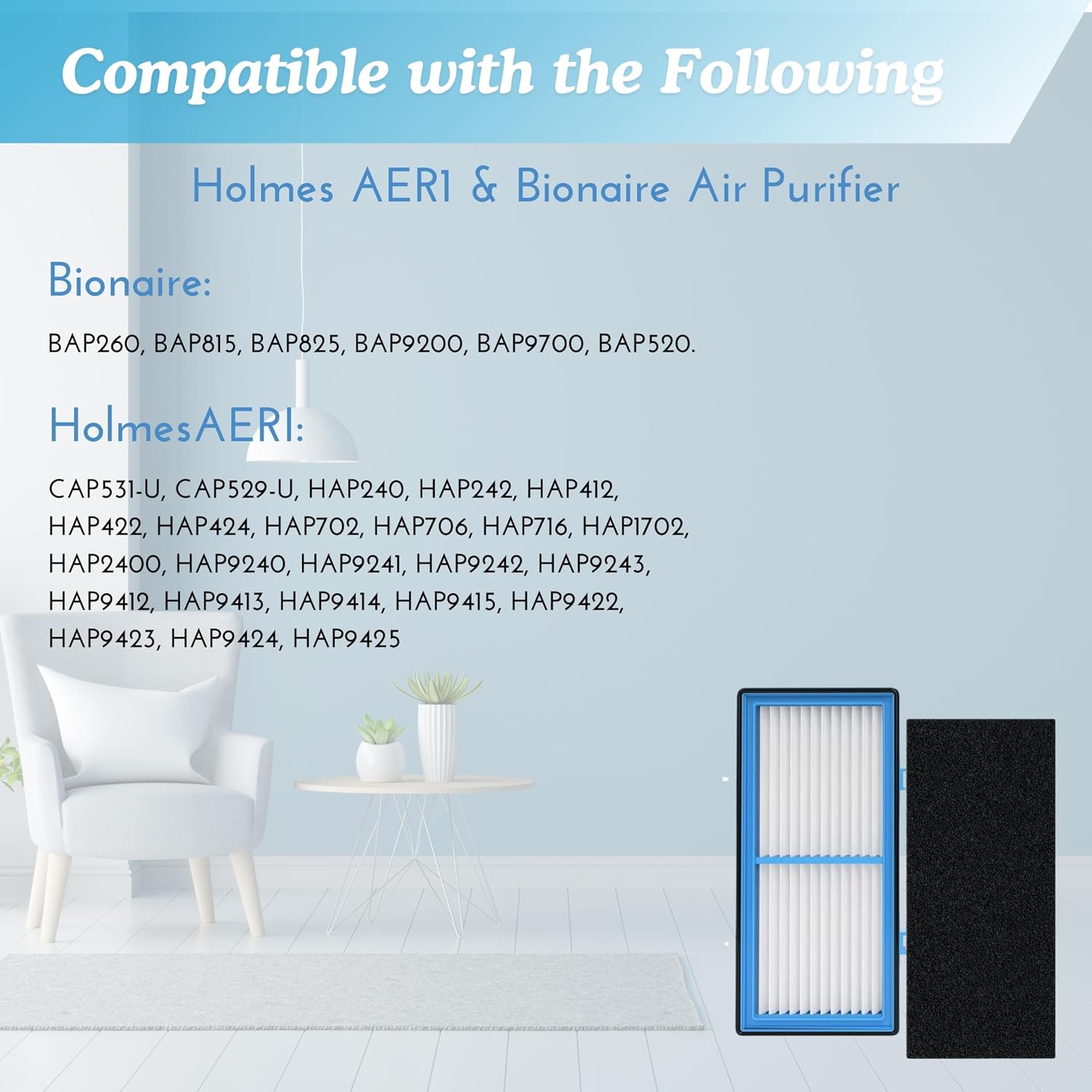 Nispira AER1 Filter Replacement for Holmes Air Purifier HAPF30AT HAP242-NUC Total Air True HEPA 1 Pack, 1.2 x 10 x 4.6 Inches