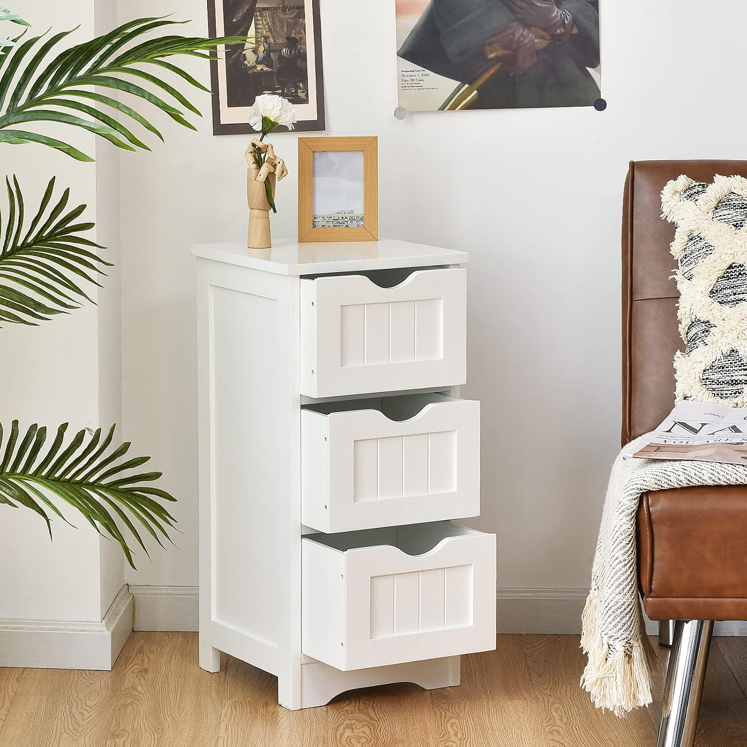 Tangkula Bathroom Floor Cabinet, Freestanding Narrow Side Storage Organizer with 4 Drawers, Multifunctional Towel Cabinet with Anti-Tip Kit for Living Room Laundry Entryway (4 Drawers, White)