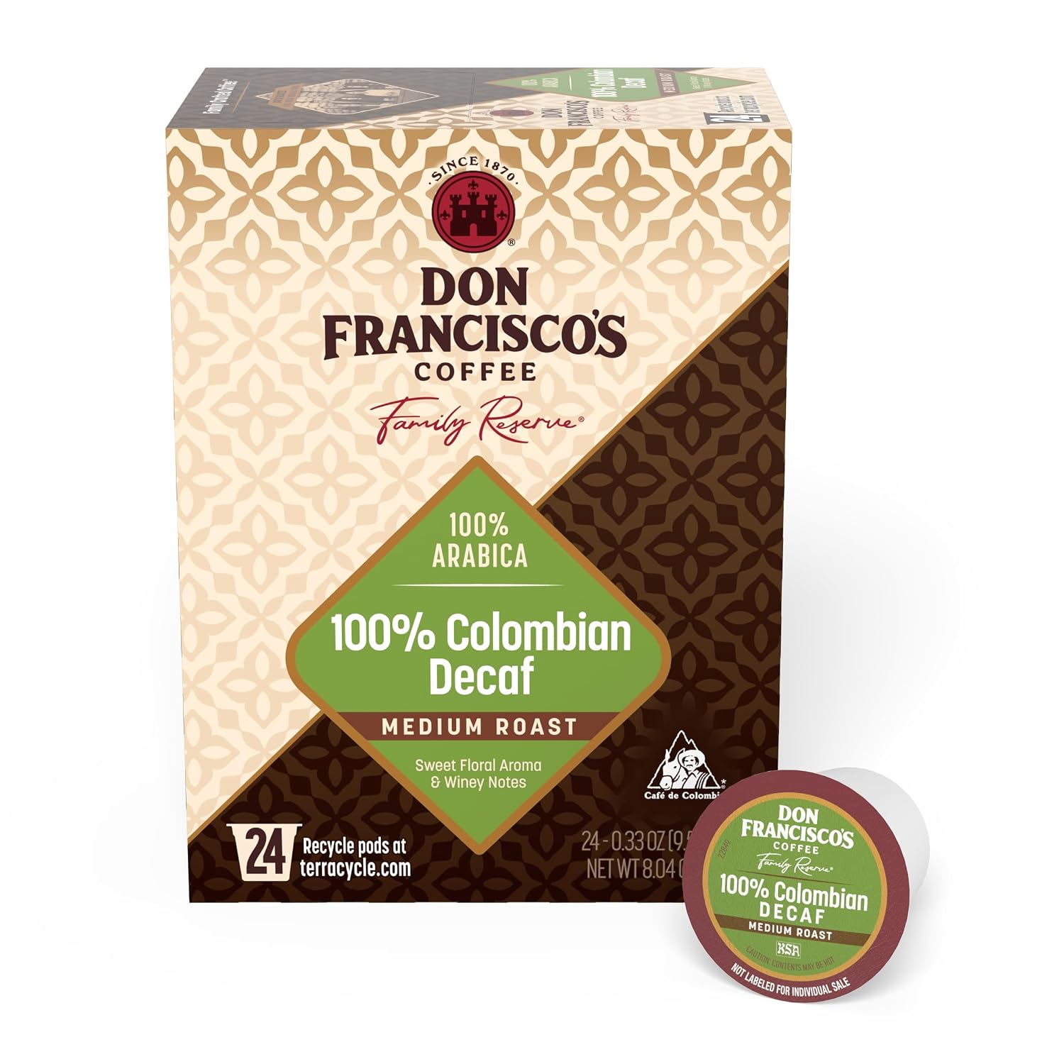 Don Francisco's Kona Blend Single Serve Coffee Pods, Medium Roast, 24ct | Compatible with Keurig Coffee Pod Brewers, 100% Arabica Coffee, Convenient Single Serve Brewing, Fresh Brew in Every Cup