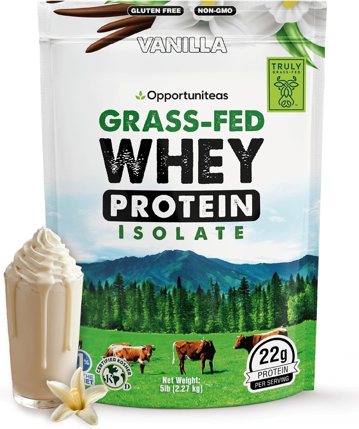 Unflavored Grass Fed Whey Isolate Protein Powder, 1 lb | Isolated, Flavorless Whey made with 100% GrassFed Hormone-Free Milk, It's Unsweetened, Cold-Pressed and Heavy-Metal Tested
