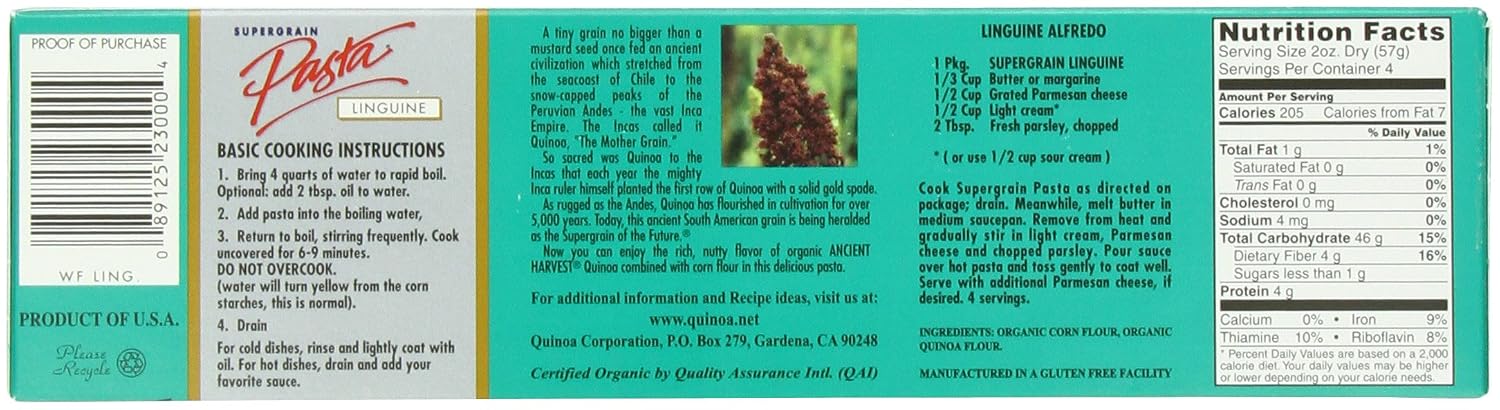 Ancient Harvest Organic Quinoa Pasta, Rotelle, 8 Ounce (Pack of 12)