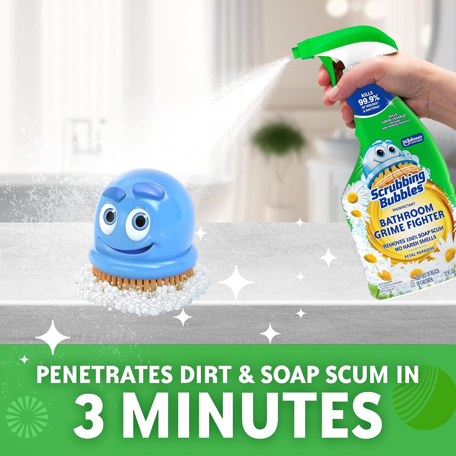 Scrubbing Bubble Bathroom Grime Fighter, Floral Fusion Scent, 32 oz Spray Bottle