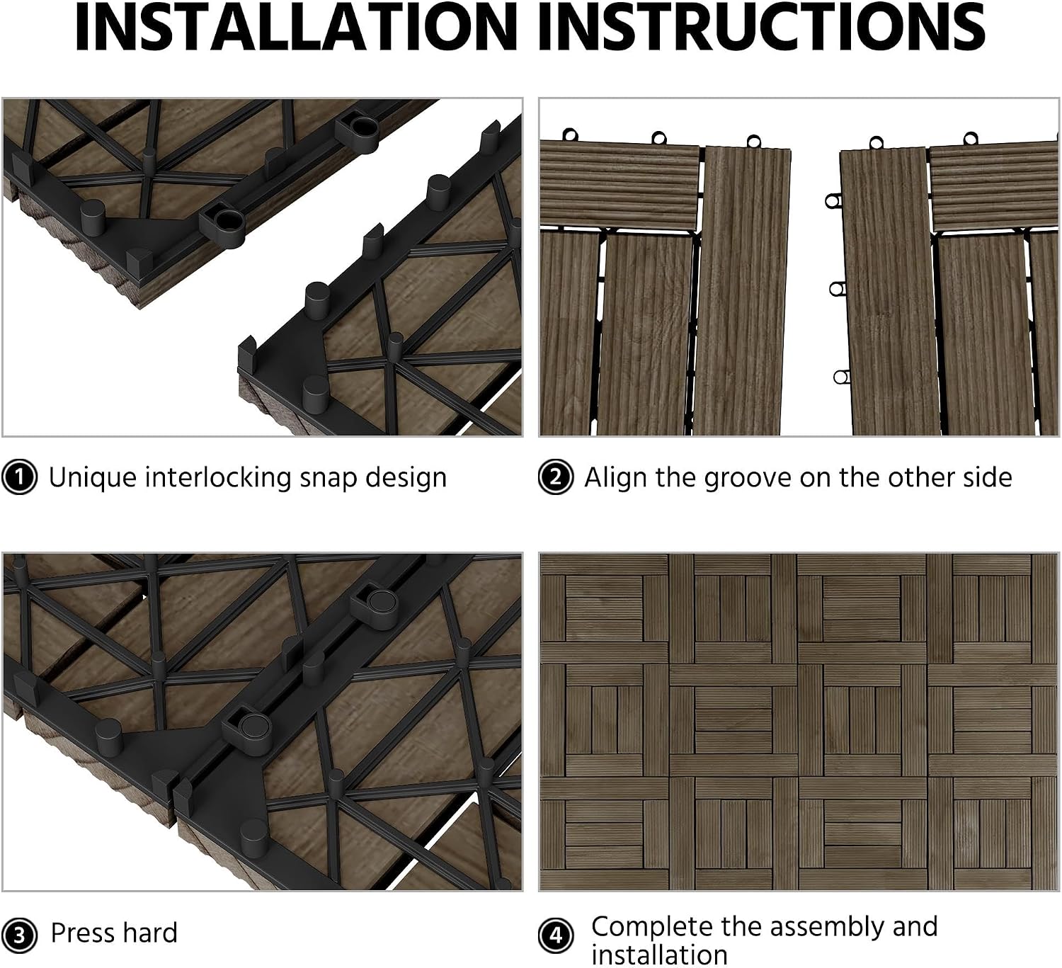 Yaheetech 27PCS Patio Floor Tiles Outdoor Interlocking Deck 12 x 12in,Wood