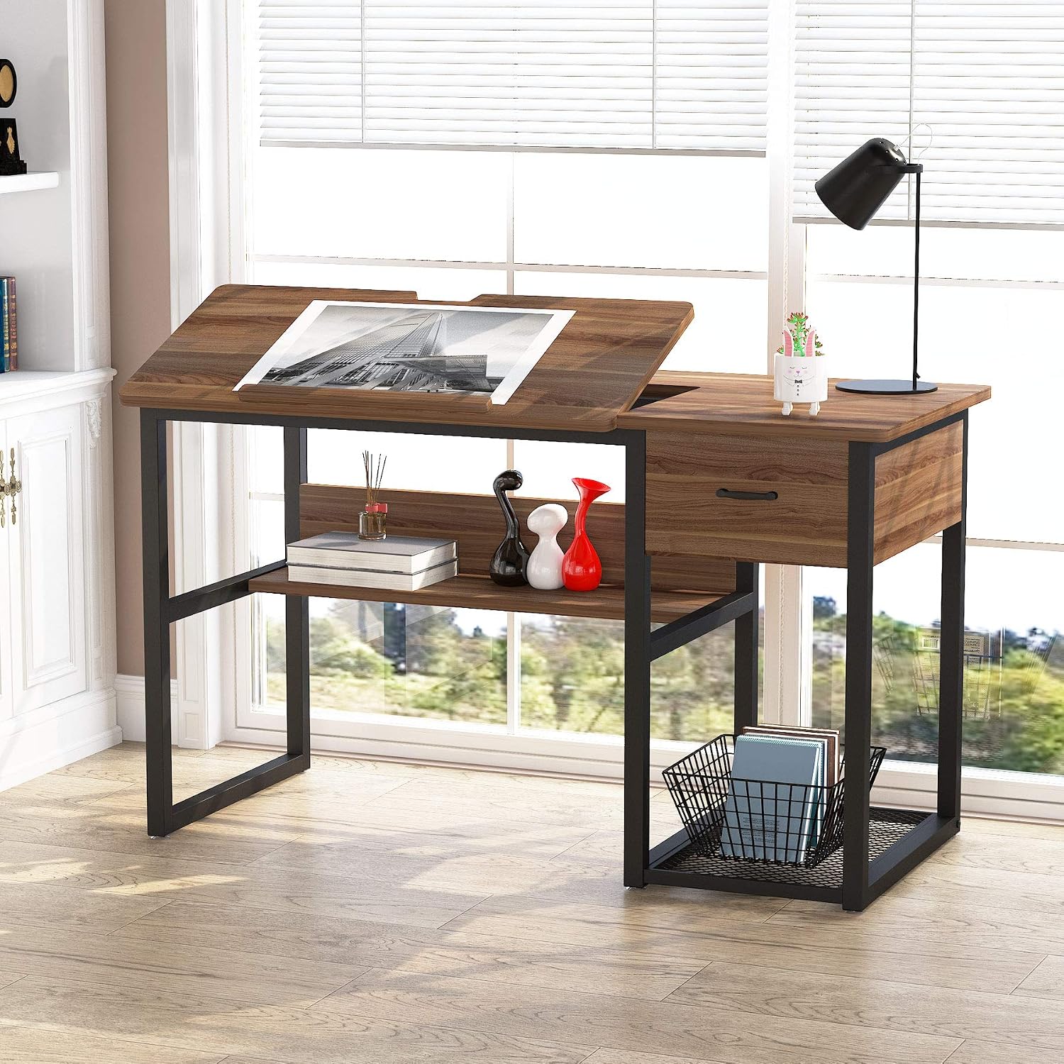 Tribesigns Drafting Table with Storage Drawers